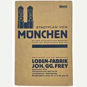Original WW2 German Document - Stadtplan von München, Loden-Fabrik Joh. …