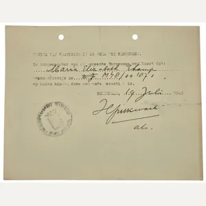 Original WW2 Dutch Document - Proof of establishment Terneuzen (1945)
