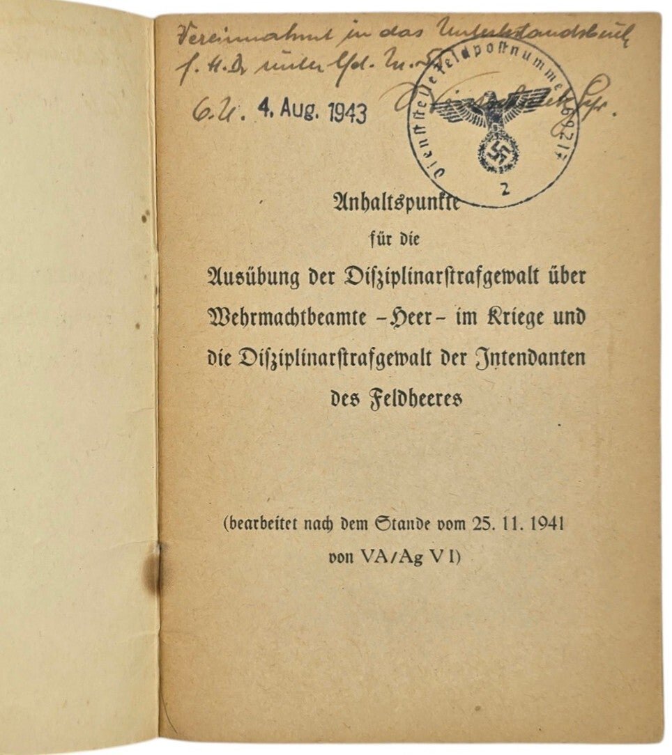 Original WW2 German Brochure - Anhaltspunkte für die Ausübung der Disziplinarstrafgewalt über Wehrmachtbeamte (1941) — image 2