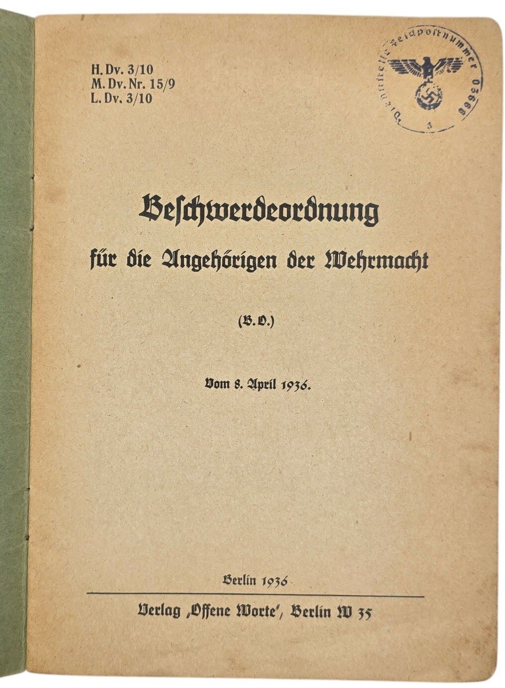 Original WW2 German Brochure - Beschwerdeordnung für die Angehörigen der Wehrmacht (1936) — image 3