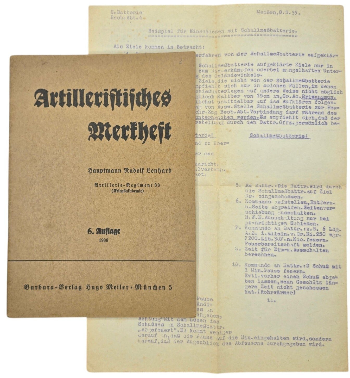 Original WW2 German Brochure - Artilleristisches Merkheft, Rudolf Lenhard (1938) — image 2