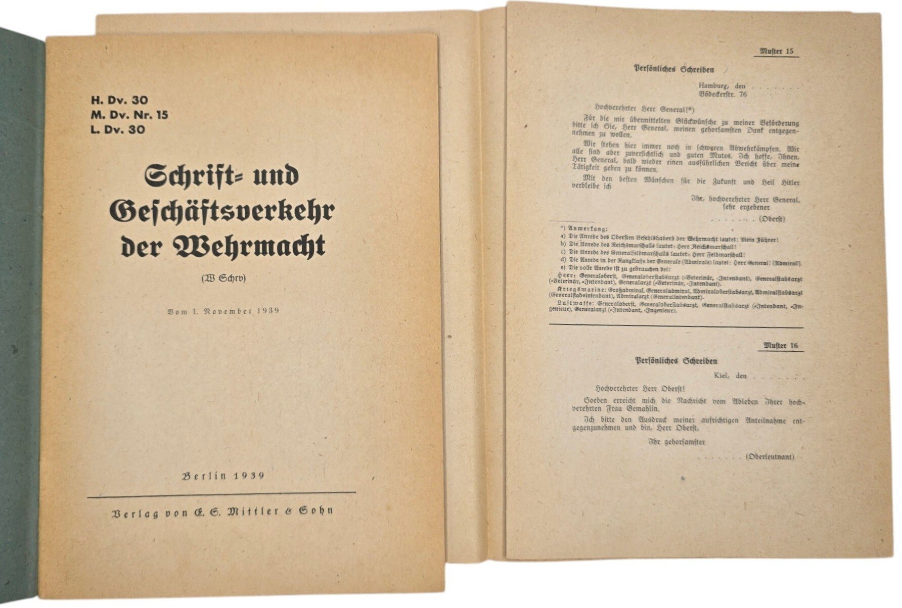 Original WW2 German Brochure - H. Dv. 30 Schrift und Geschäftsverkehr der Wehrmacht (1939) — image 3