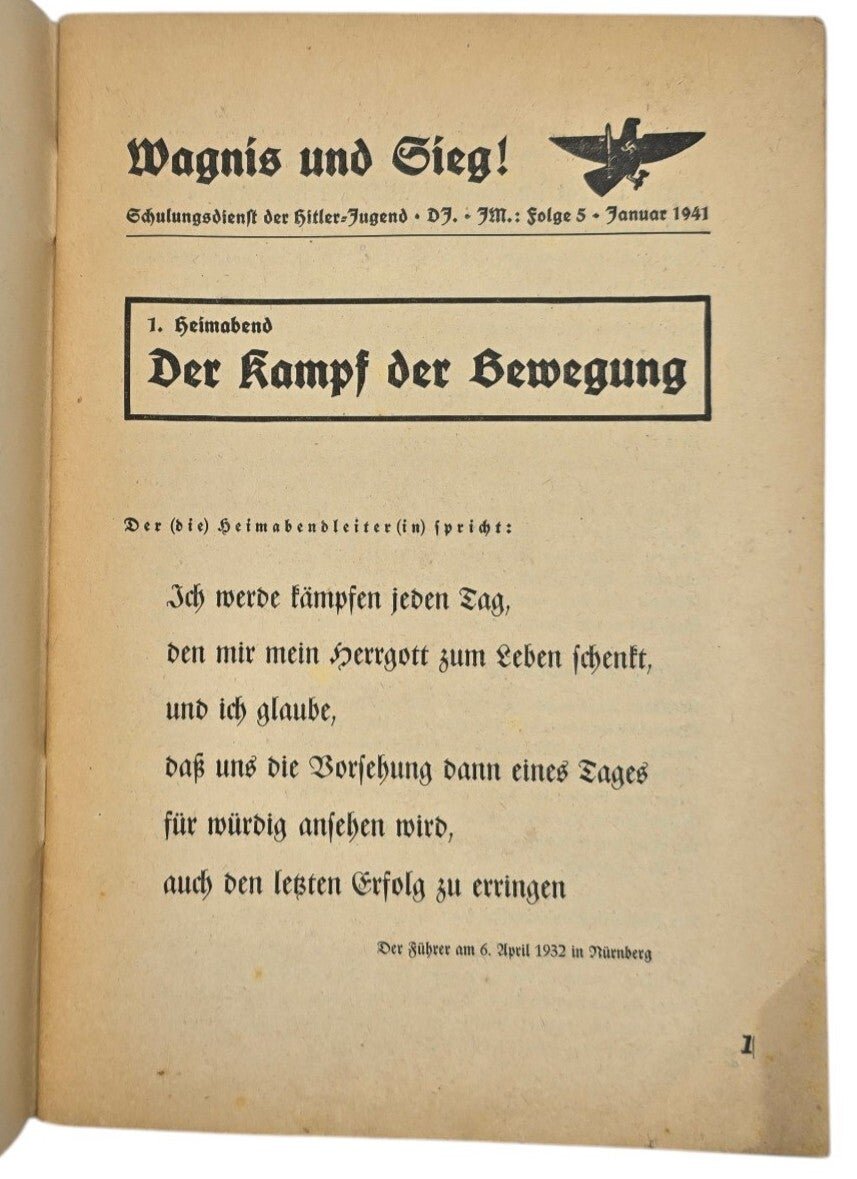 Original WW2 German HJ Magazine - Schulungsdienst der Hitlerjugend DJ Folge 5 (1941) — image 2