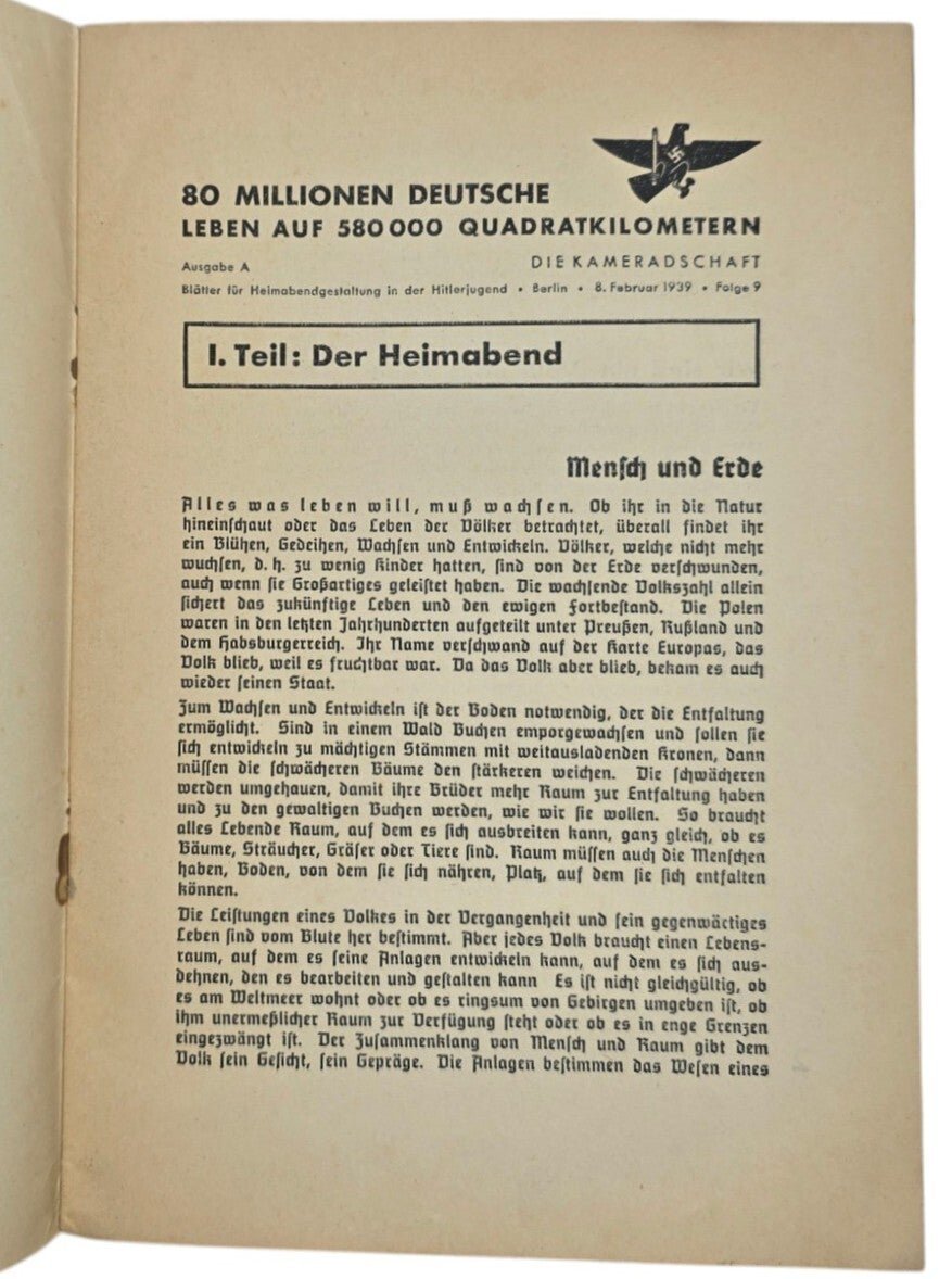 Original WW2 German Magazine - HJ Hitler Jugend Die Kameradschaft Ausgabe A Folge 9 (1939) — image 2