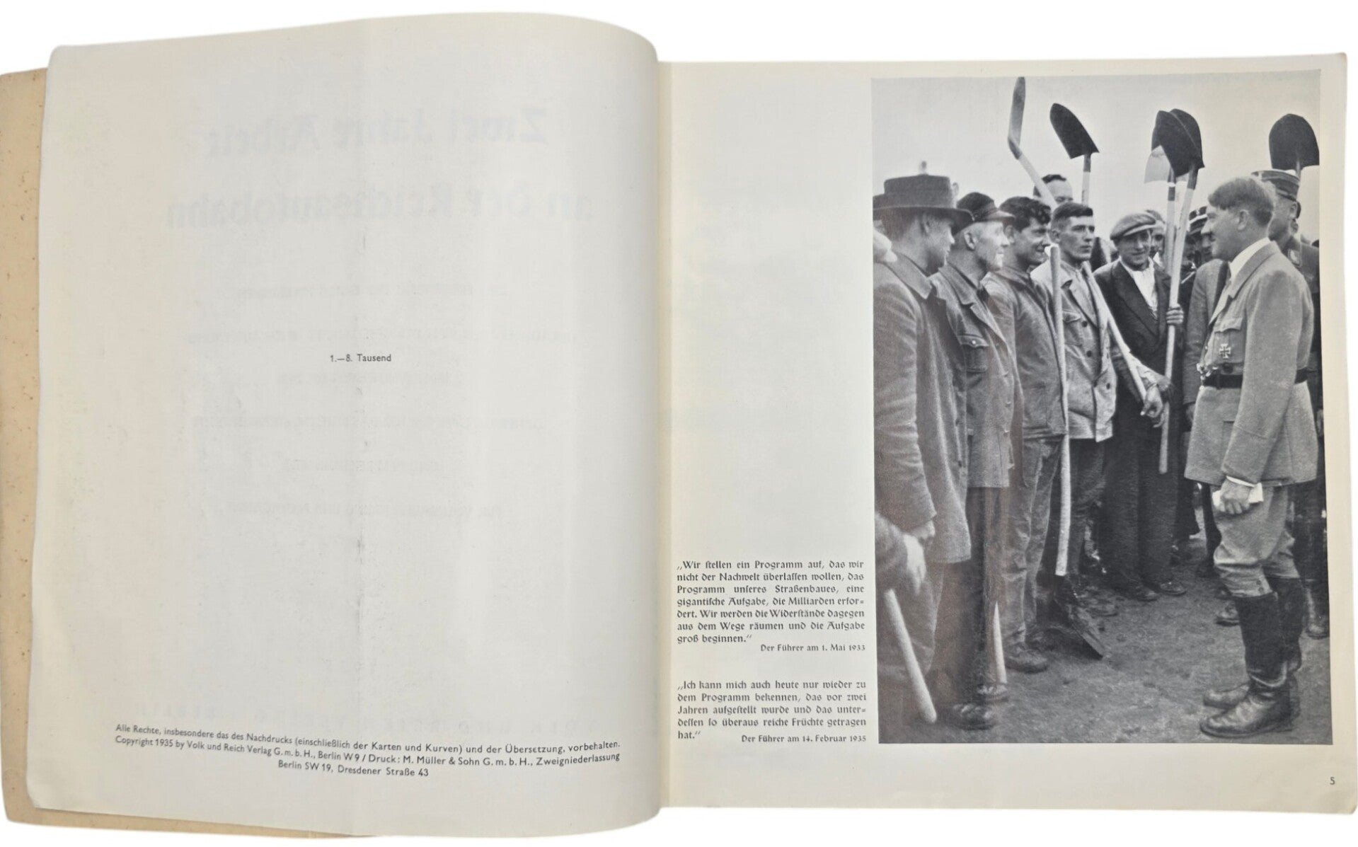 Original WW2 German Book - Zwei Jahre Arbeit an der Reichsautobahn, Volk und Reich Verlag (1935) — image 3
