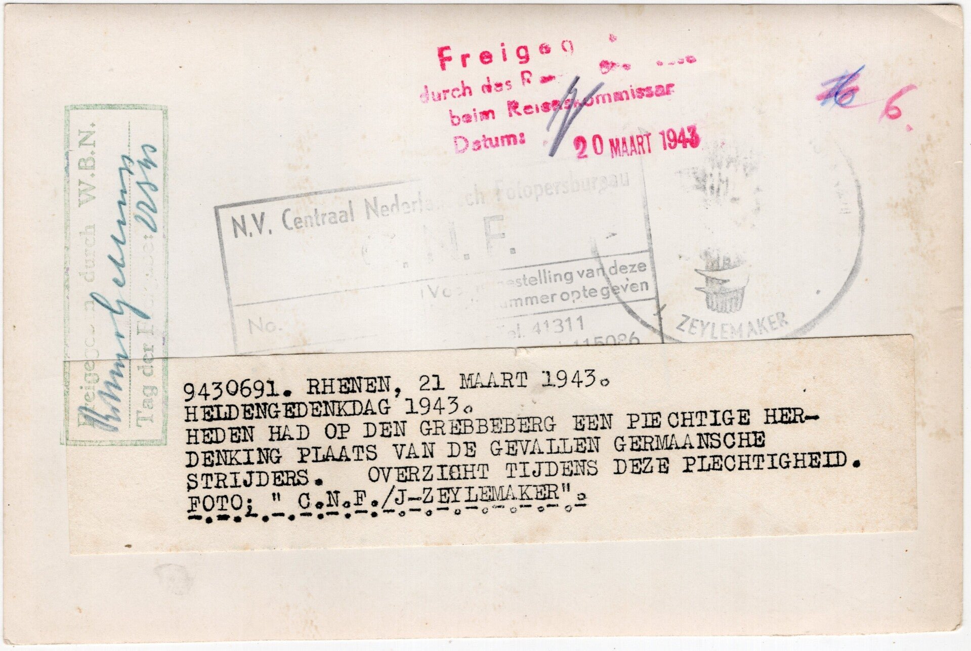 Original WW2 Dutch NSB Press Photo - Remembrance at the Grebbeberg, Heldengedenktag (1943) — image 2