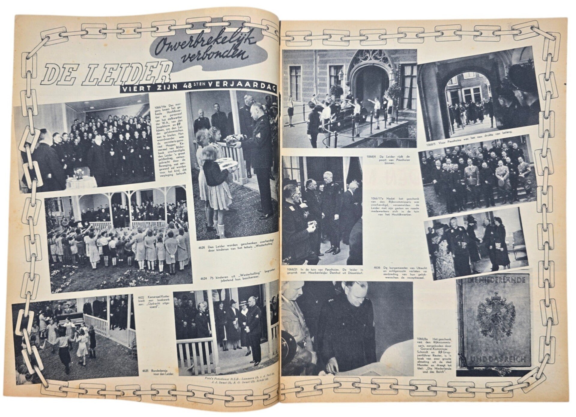 Original WW2 Dutch Collaboration NSB Magazine - Fotonieuws, 2de year No. 5 ''De Leider verjaart'' (1942) — image 2