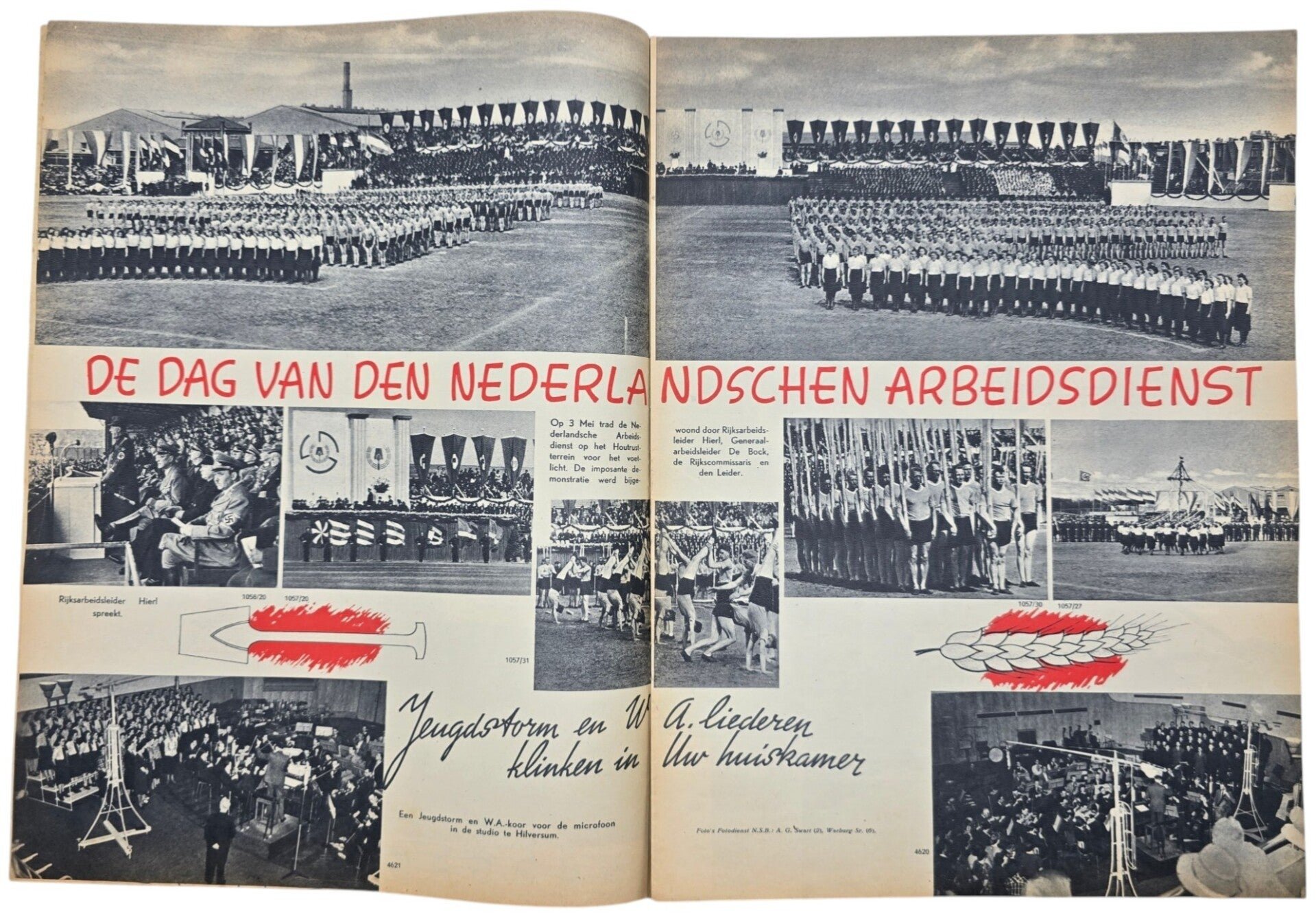 Original WW2 Dutch Collaboration NSB Magazine - Fotonieuws, 2de year No. 5 ''De Leider verjaart'' (1942) — image 3