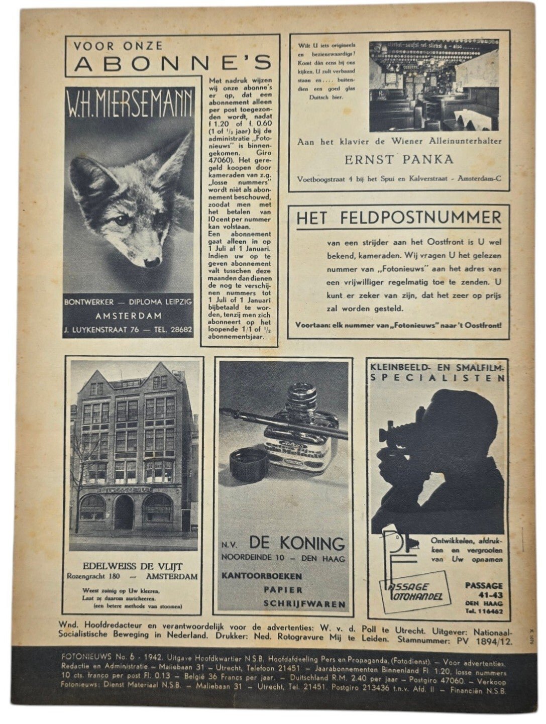 Original WW2 Dutch Collaboration NSB Magazine - Fotonieuws, 2nd year No. 6 ''Joodsche invloed in Nederland'' (1942) — image 7