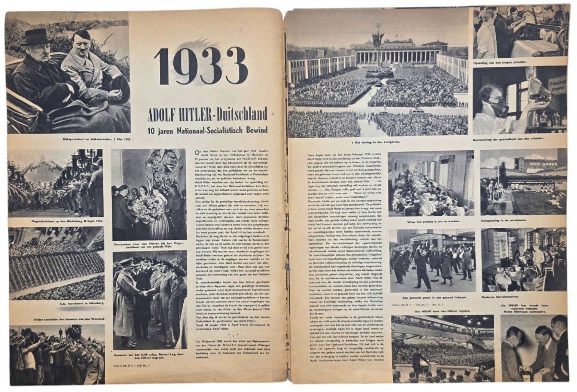 Original WW2 Dutch Collaboration NSB Magazine - Fotonieuws, 3rd year No. 1 ''10 Years Adolf Hitler'' (1943) — image 2