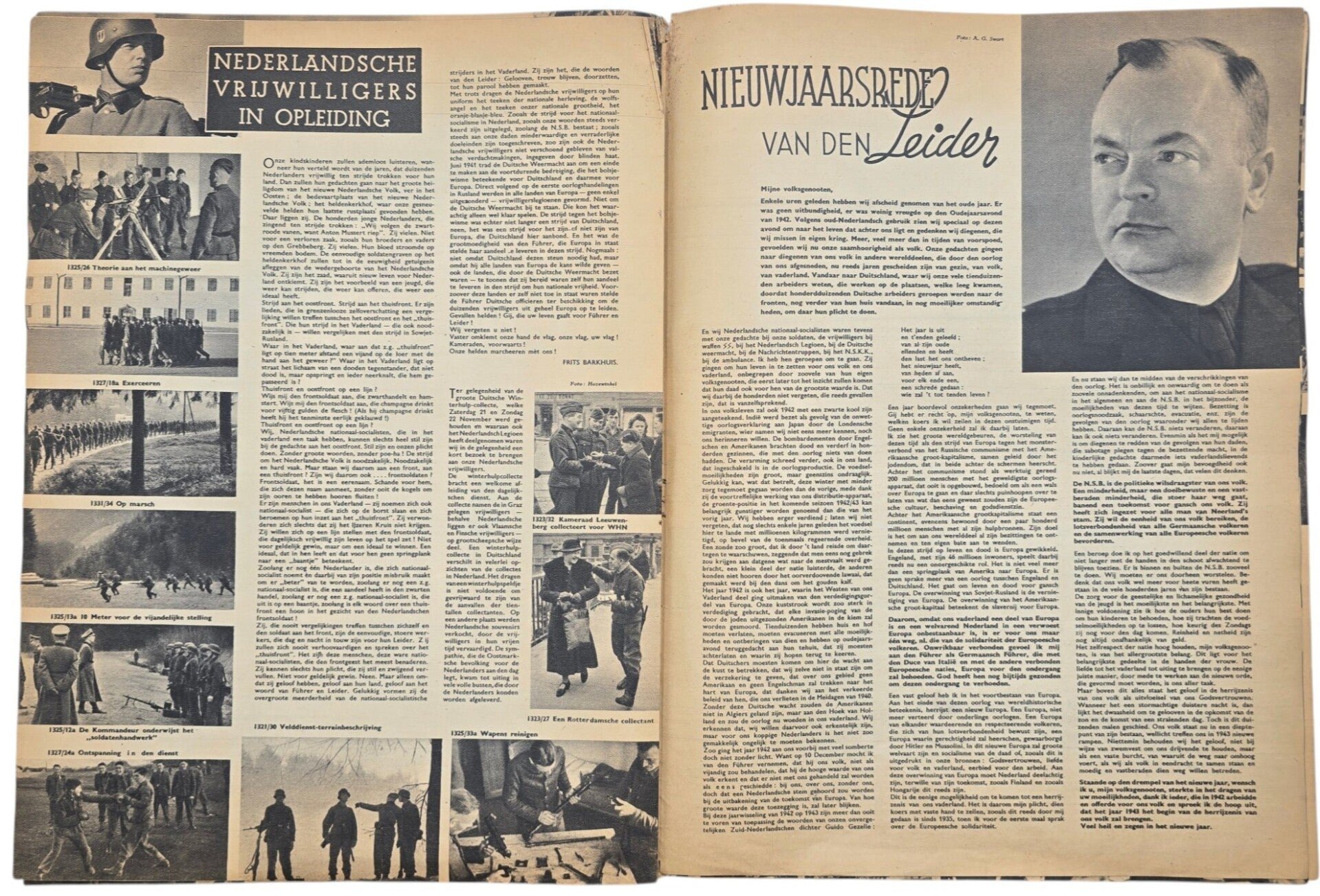 Original WW2 Dutch Collaboration NSB Magazine - Fotonieuws, 3rd year No. 1 ''10 Years Adolf Hitler'' (1943) — image 4