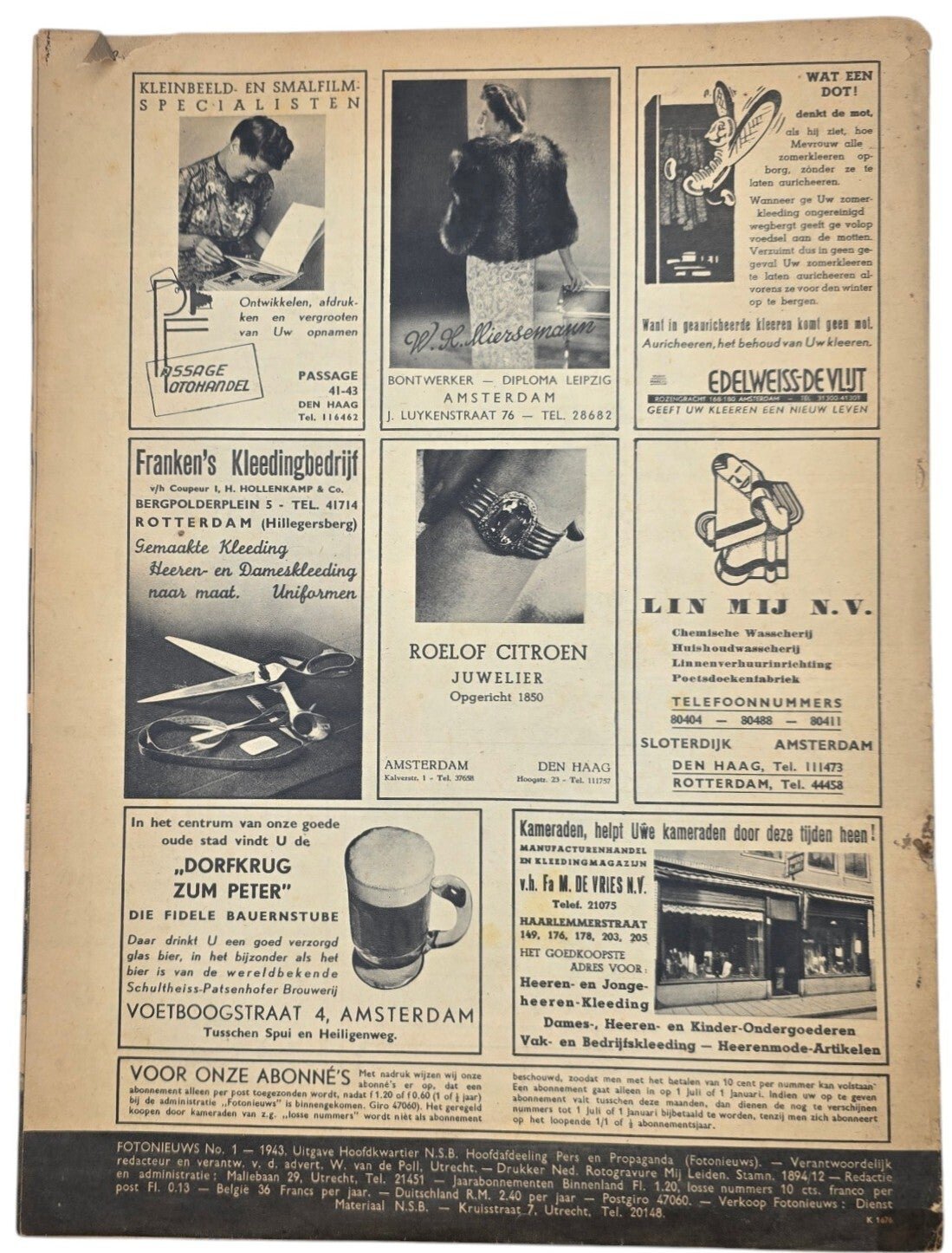 Original WW2 Dutch Collaboration NSB Magazine - Fotonieuws, 3rd year No. 1 ''10 Years Adolf Hitler'' (1943) — image 6