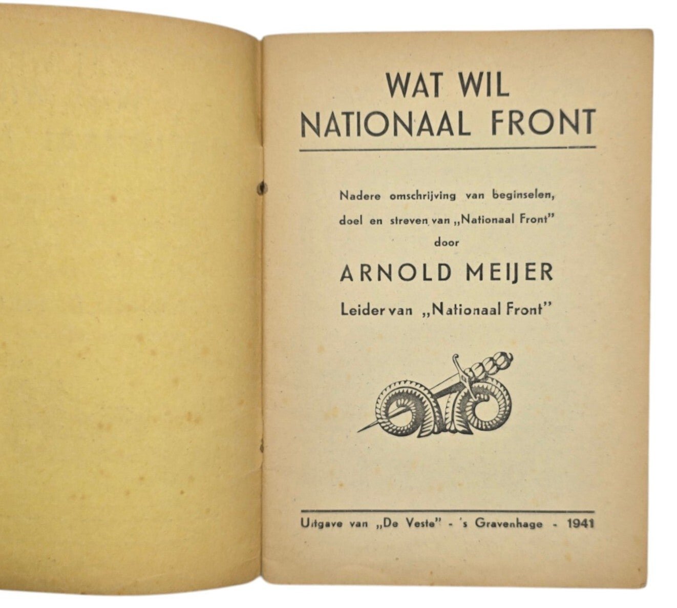 Original WW2 Dutch Collaboration Brochure - Wat wil Nationaal Front, Arnold Meijer (1941) — image 2