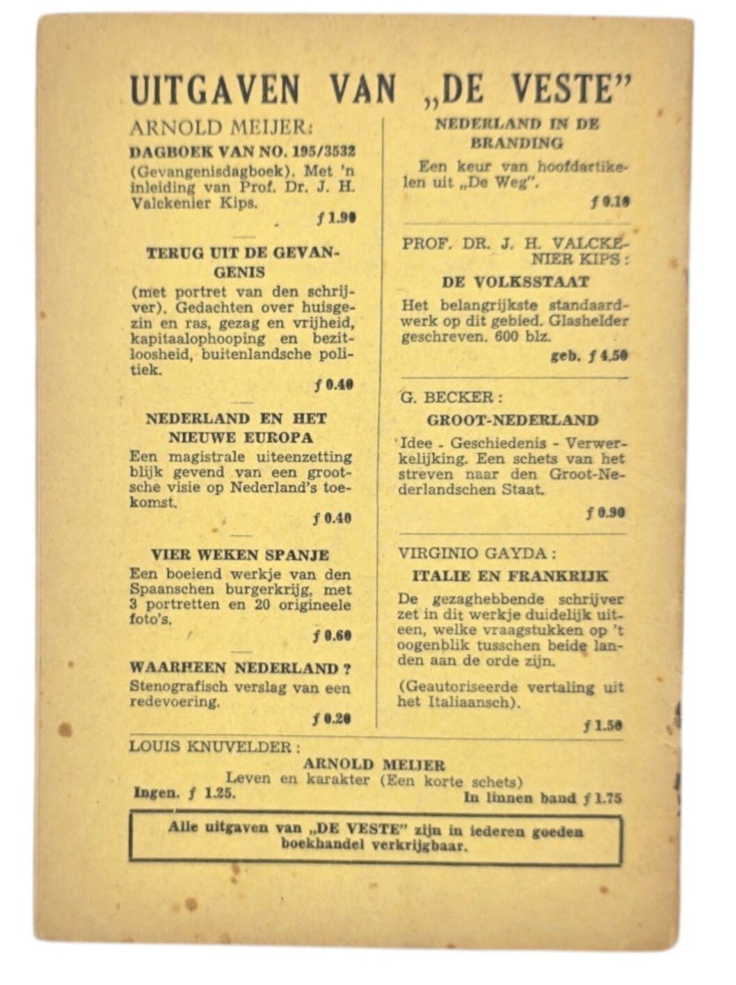 Original WW2 Dutch Collaboration Brochure - Wat wil Nationaal Front, Arnold Meijer (1941) — image 3