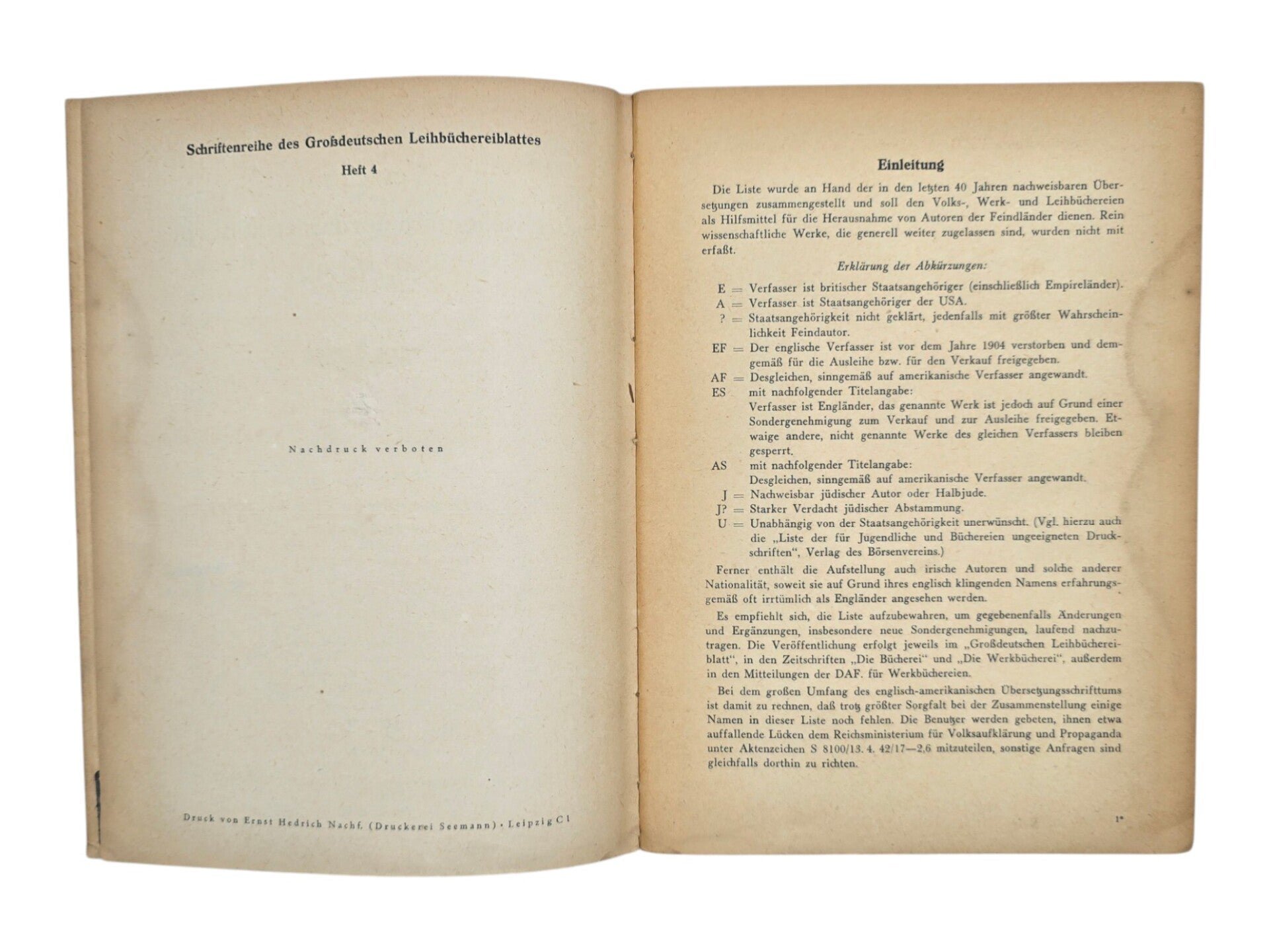 Original WW2 German Book - Verzeichnis englischer und nordamerikanischer Schriftsteller (1942) — image 3