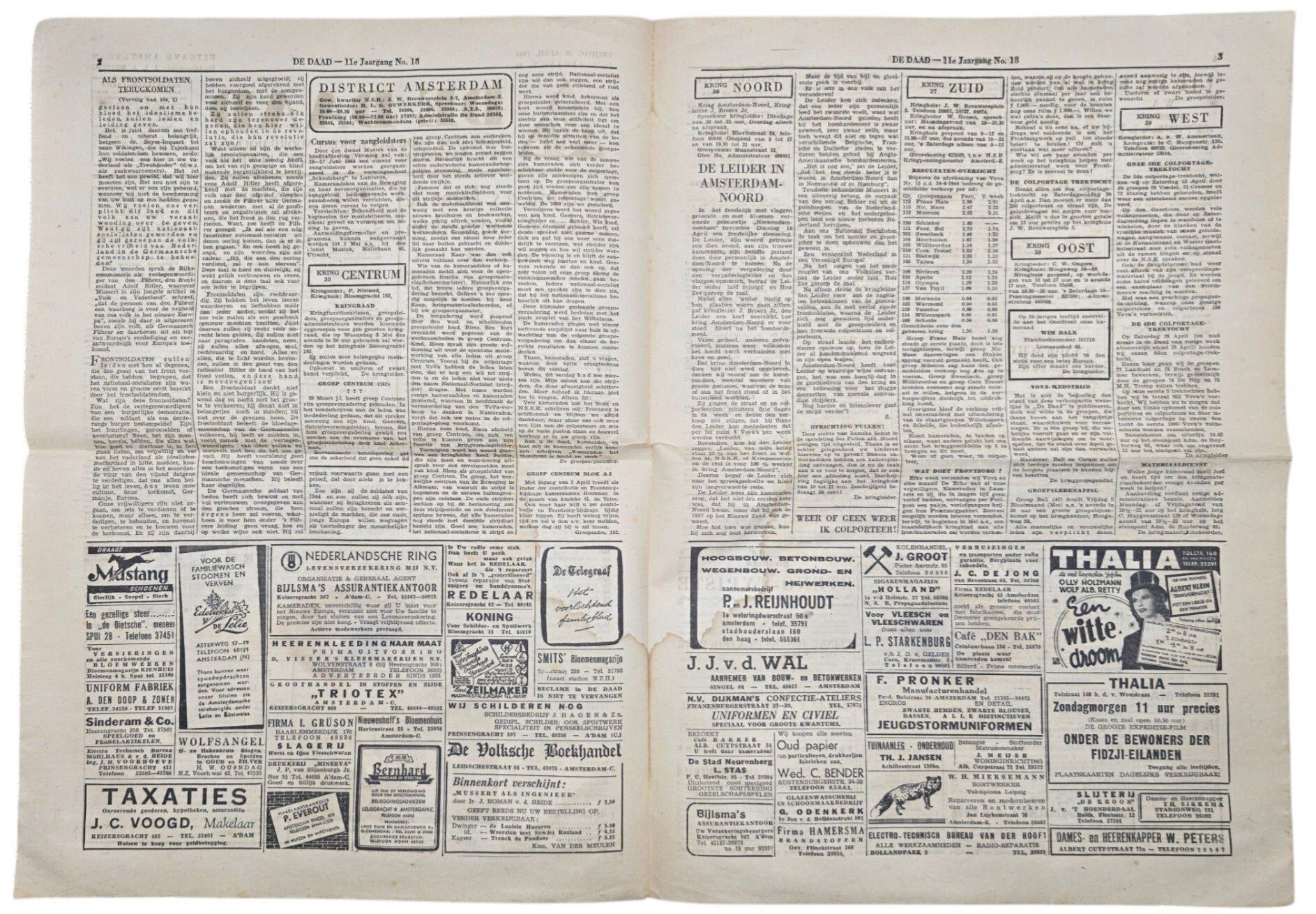 Original WW2 Dutch Collaboration NSB Newspaper - De Daad Amsterdam 11th year No. 18 (1944) — image 2