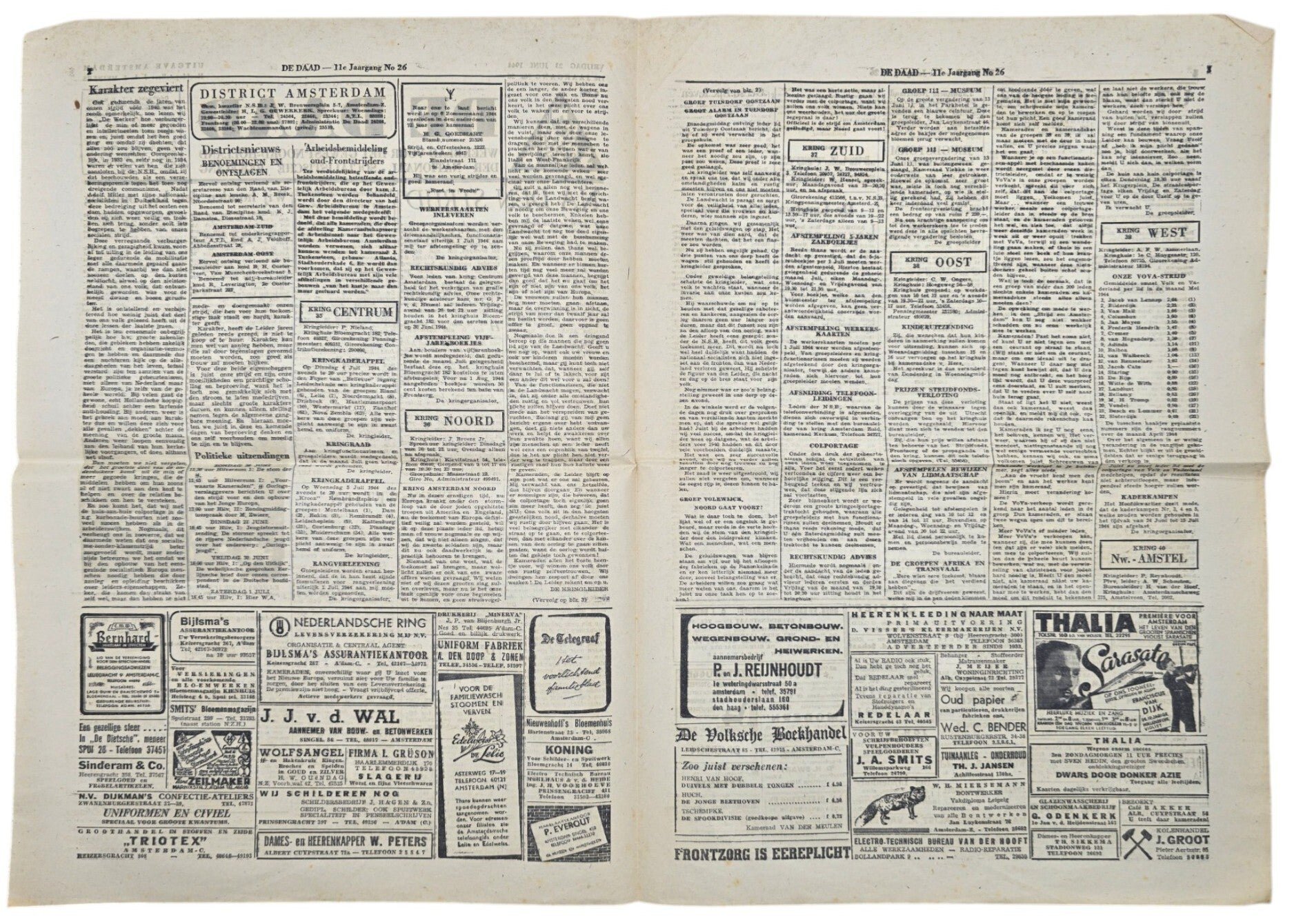 Original WW2 Dutch Collaboration NSB Newspaper - De Daad Amsterdam 11th year No. 26 (1944) — image 2