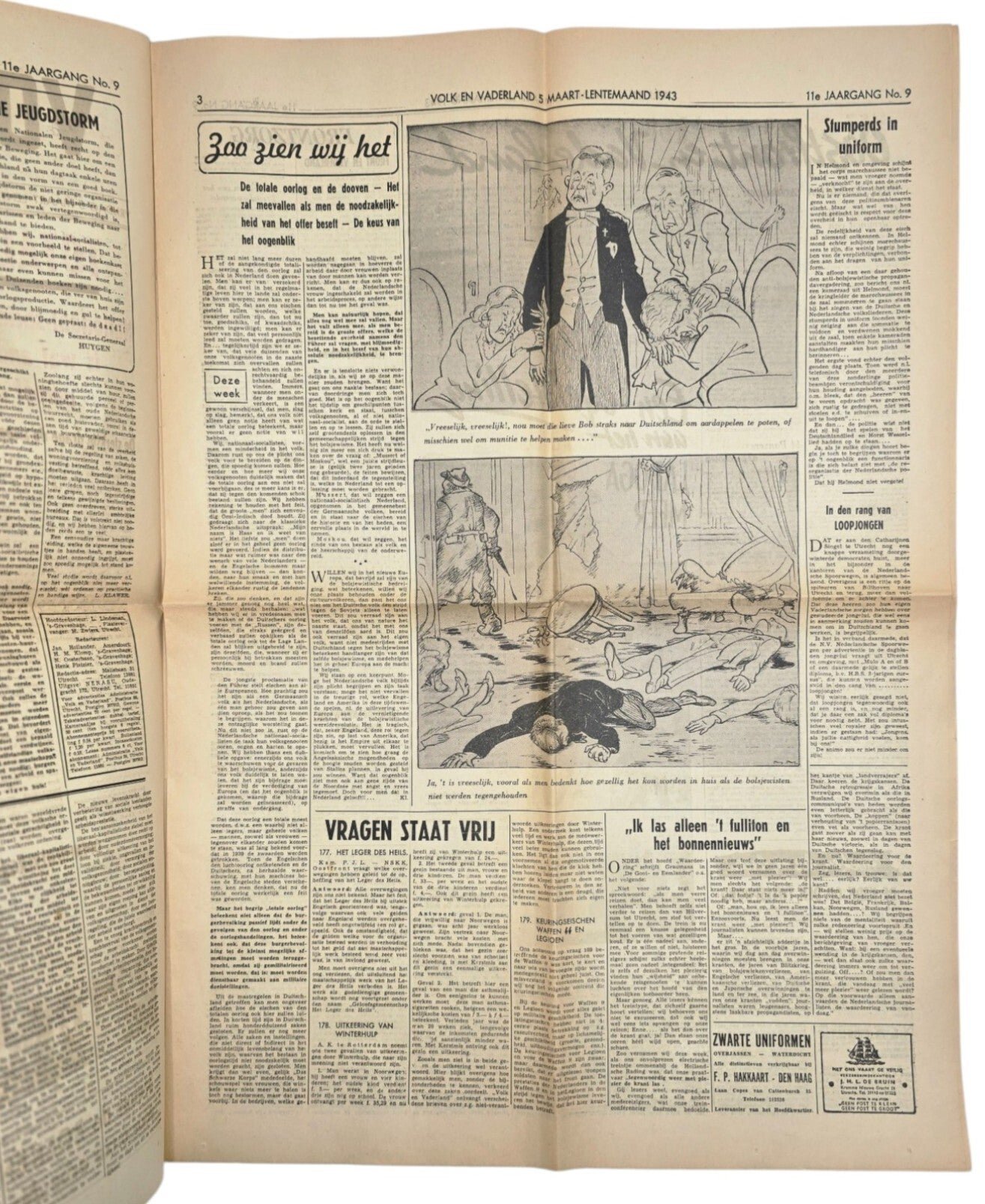 Original WW2 Dutch Collaboration Newspaper - Volk en Vaderland, 11th year no. 9 (1943) — image 2