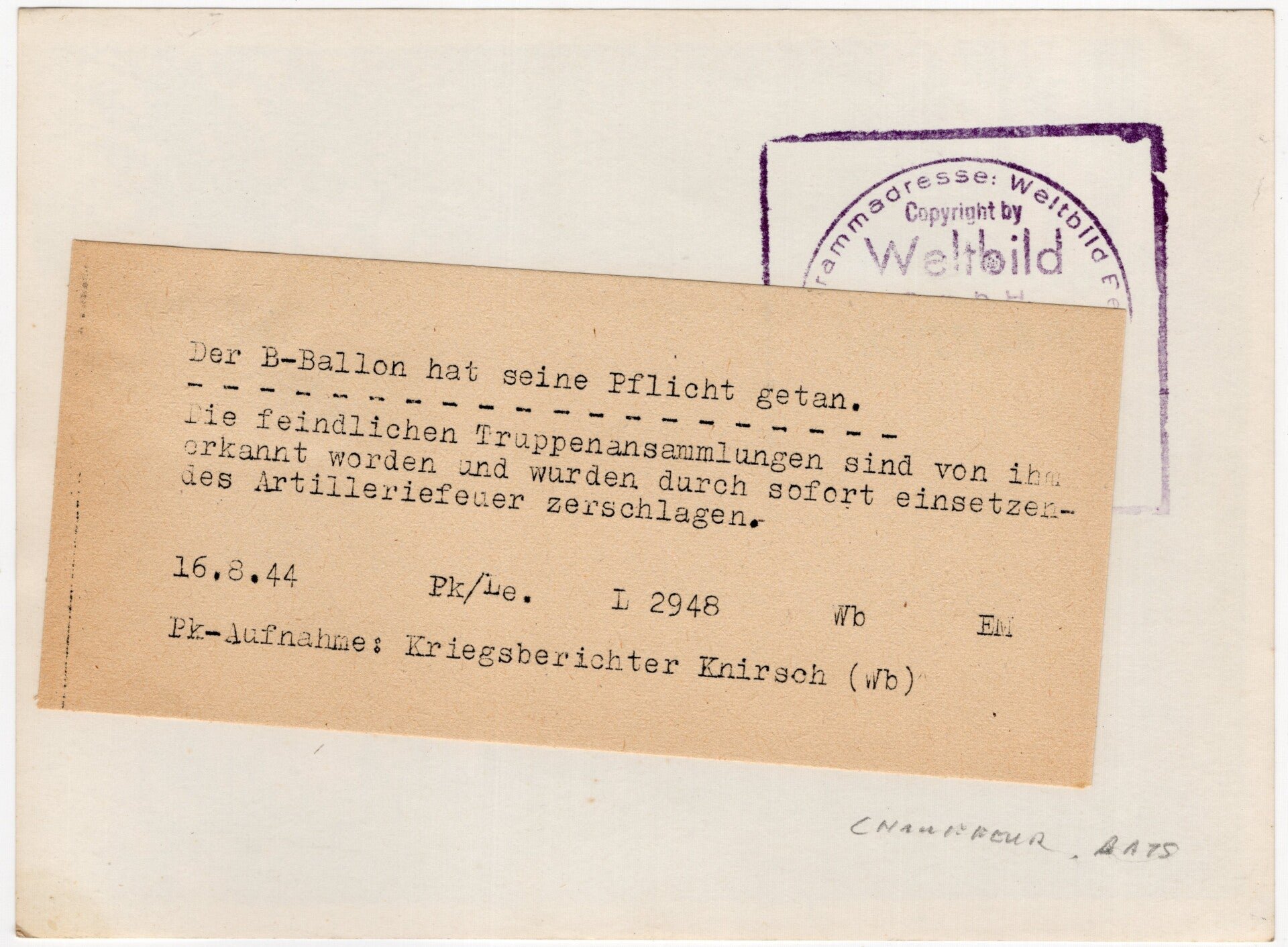 Original WW2 German Press Photo - German soldier with a B Ballon (1944) — image 2