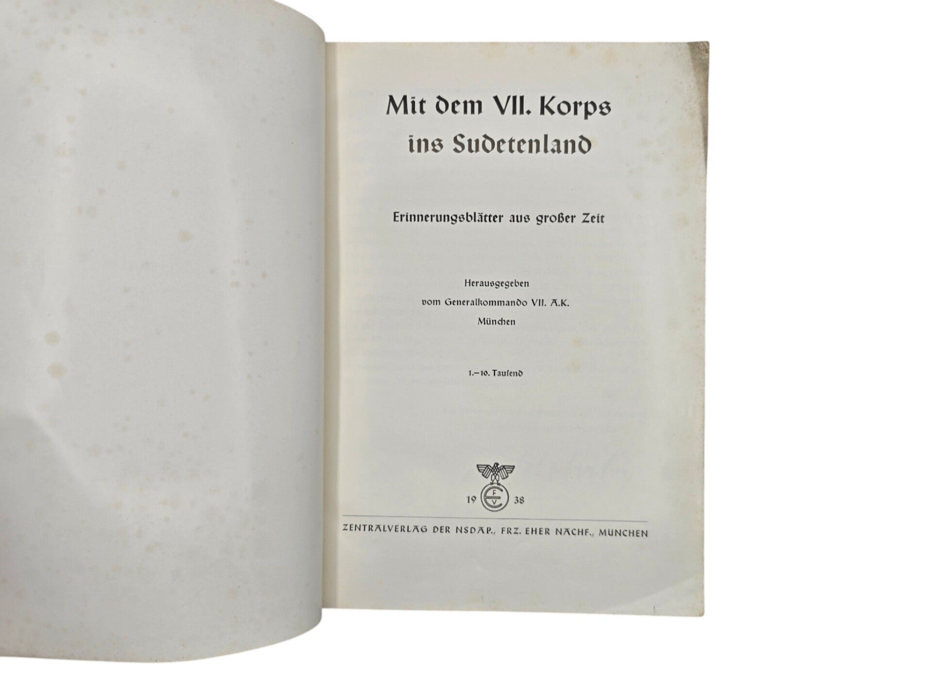Original WW2 German Book - Mit dem VII Korps ins Sudetenland, Ein Erinnerungsbuch (1938) — image 2