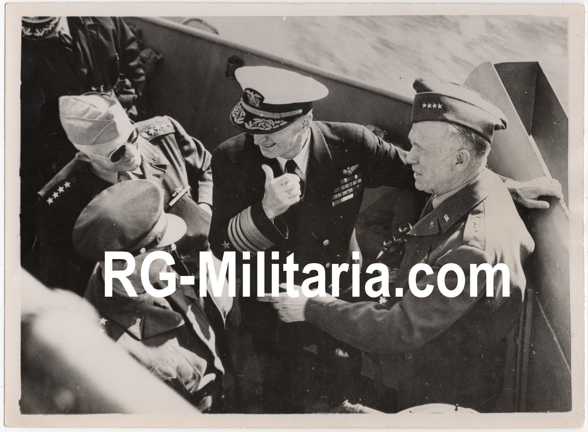 Original WW2 US Press Photo - General Dwight D. Eisenhower crossing the English Channel just after D-Day, Operation Overlord (1944) — image 3