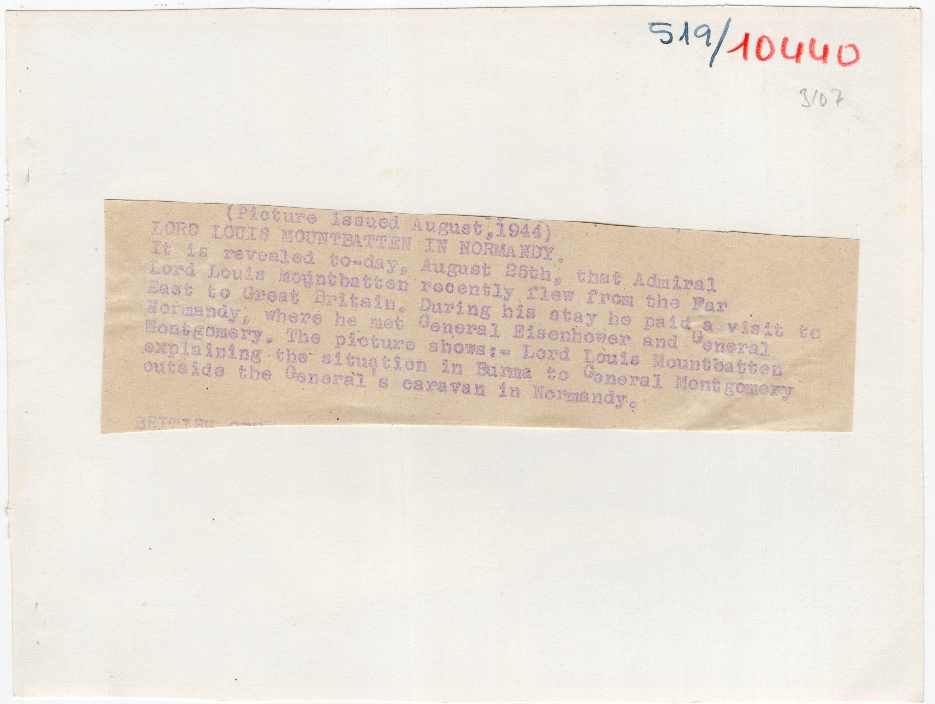 Original WW2 British Press Photo - Admiral Lord Louis Mountbatten with General Montgomery in Normandy, France, Operation Overlord (1944) — image 2