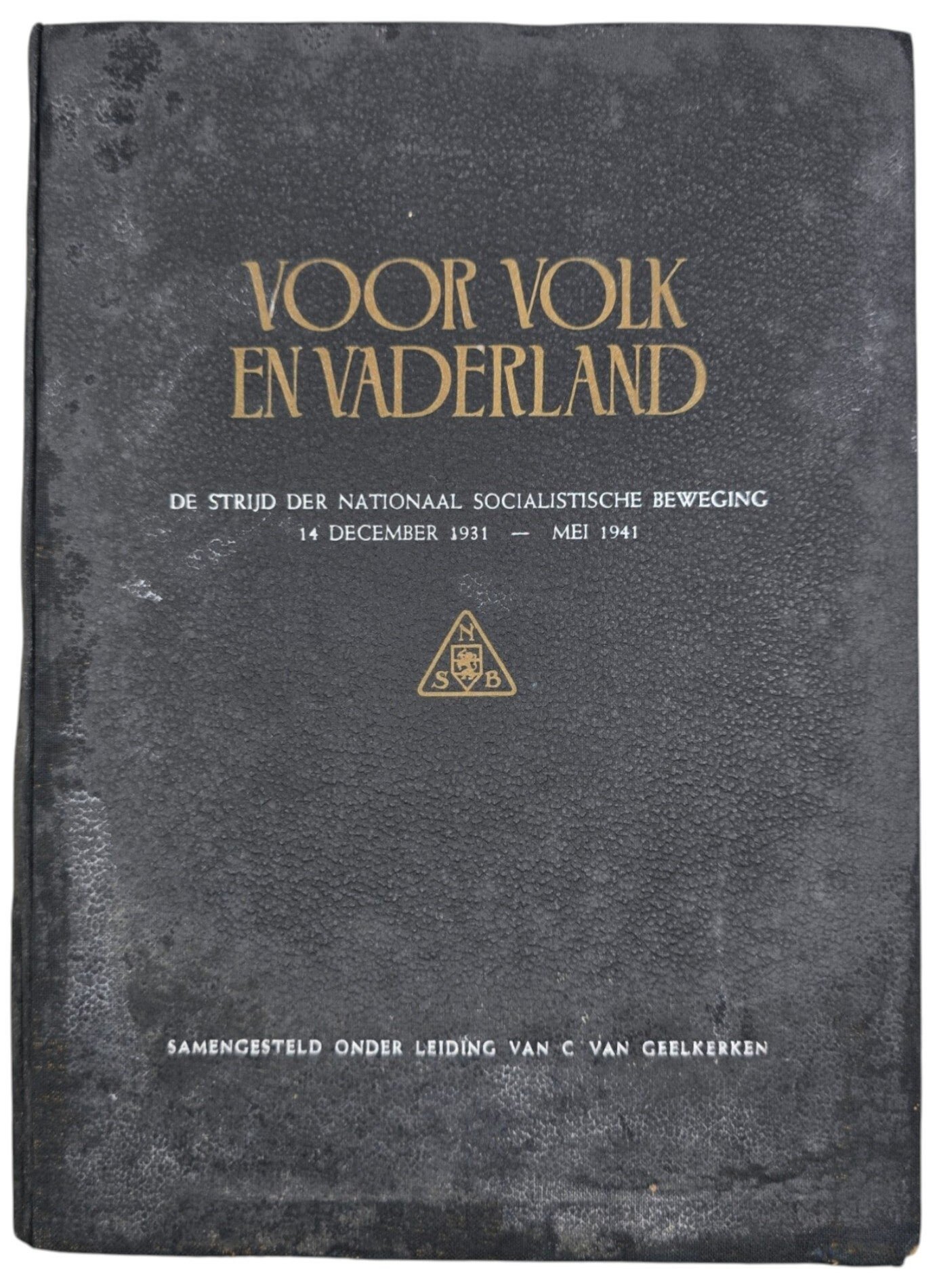Original WW2 Dutch Collaboration NSB Book - Voor Volk en Vaderland, rare black leather edition with dustcover (1941) — image 2