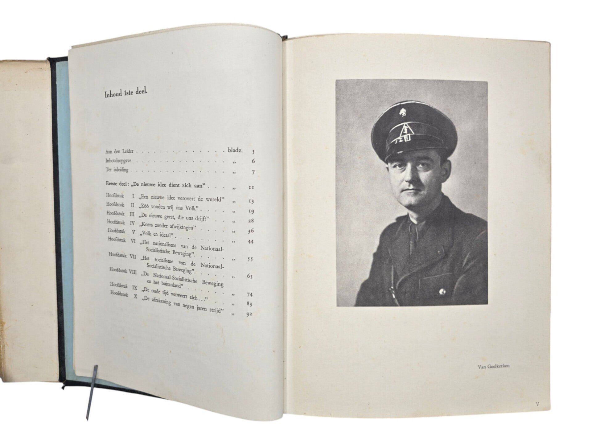 Original WW2 Dutch Collaboration NSB Book - Voor Volk en Vaderland, rare black leather edition with dustcover (1941) — image 4