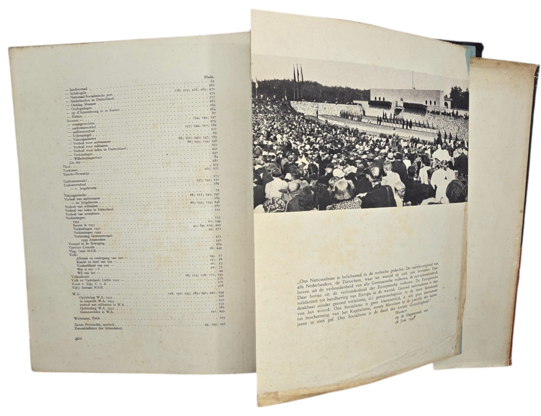 Original WW2 Dutch Collaboration NSB Book - Voor Volk en Vaderland, rare black leather edition with dustcover (1941) — image 6