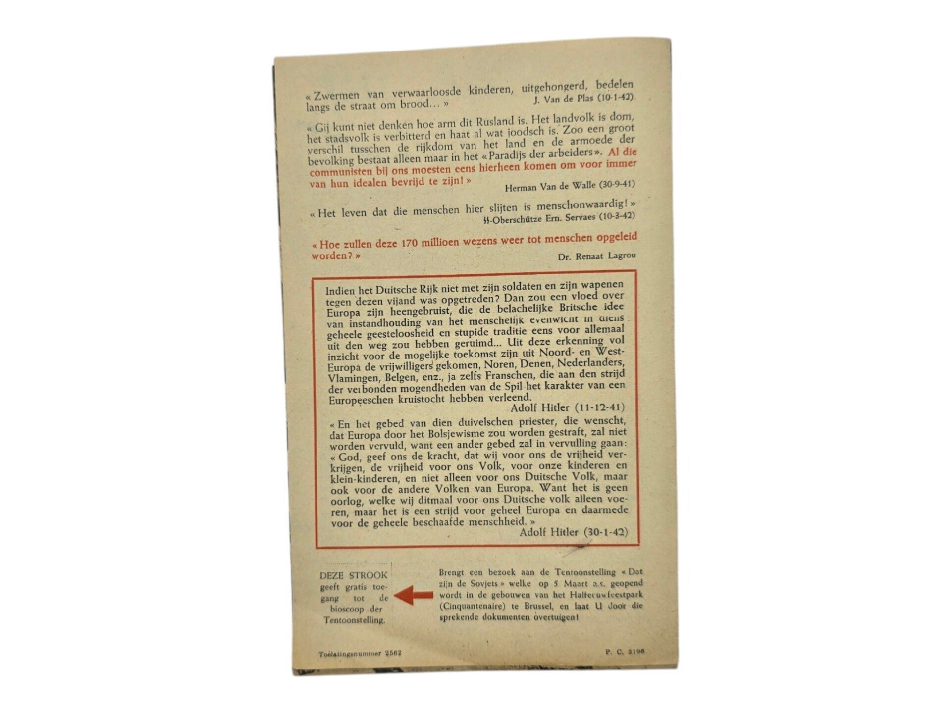 Original WW2 Flemish Waffen SS Volunteer Document - Recruitment flyer Wij zagen het Sovjetparadijs! Vlaamse soldatenbrieven van het Oostfront (1942) — image 5