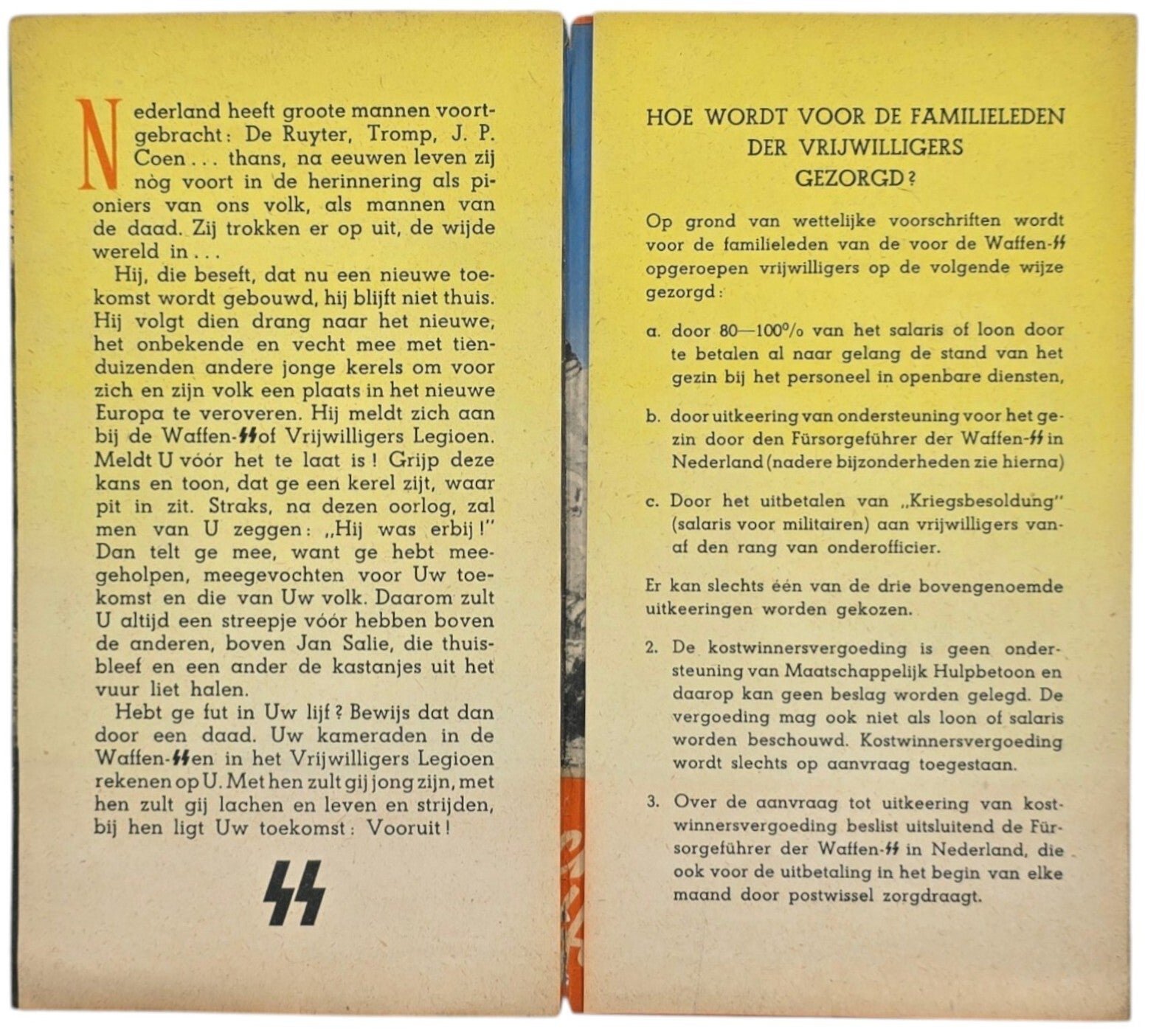 Original WW2 Dutch Waffen SS Volunteer Document - Recruitment flyer Dat's 'n leven van Stavast — image 2