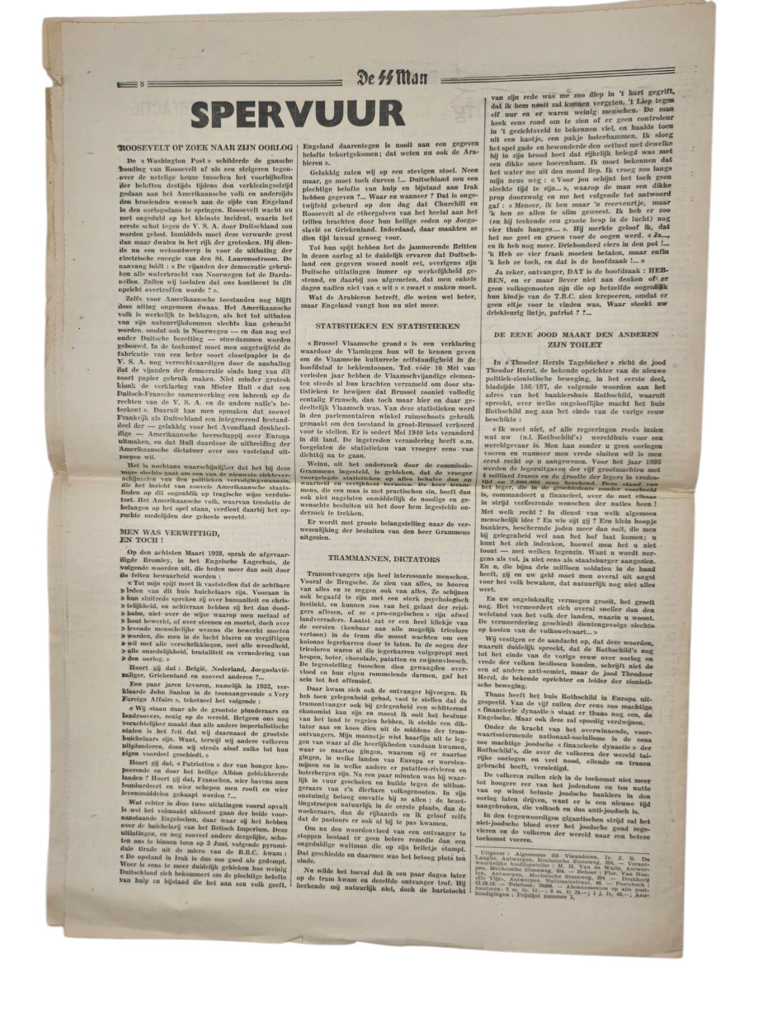 Original WW2 Flemish Collaboration Waffen SS Newspaper - De SS Man, Allgemeine SS in Vlaanderen 1st Year No 28 (1941) — image 2