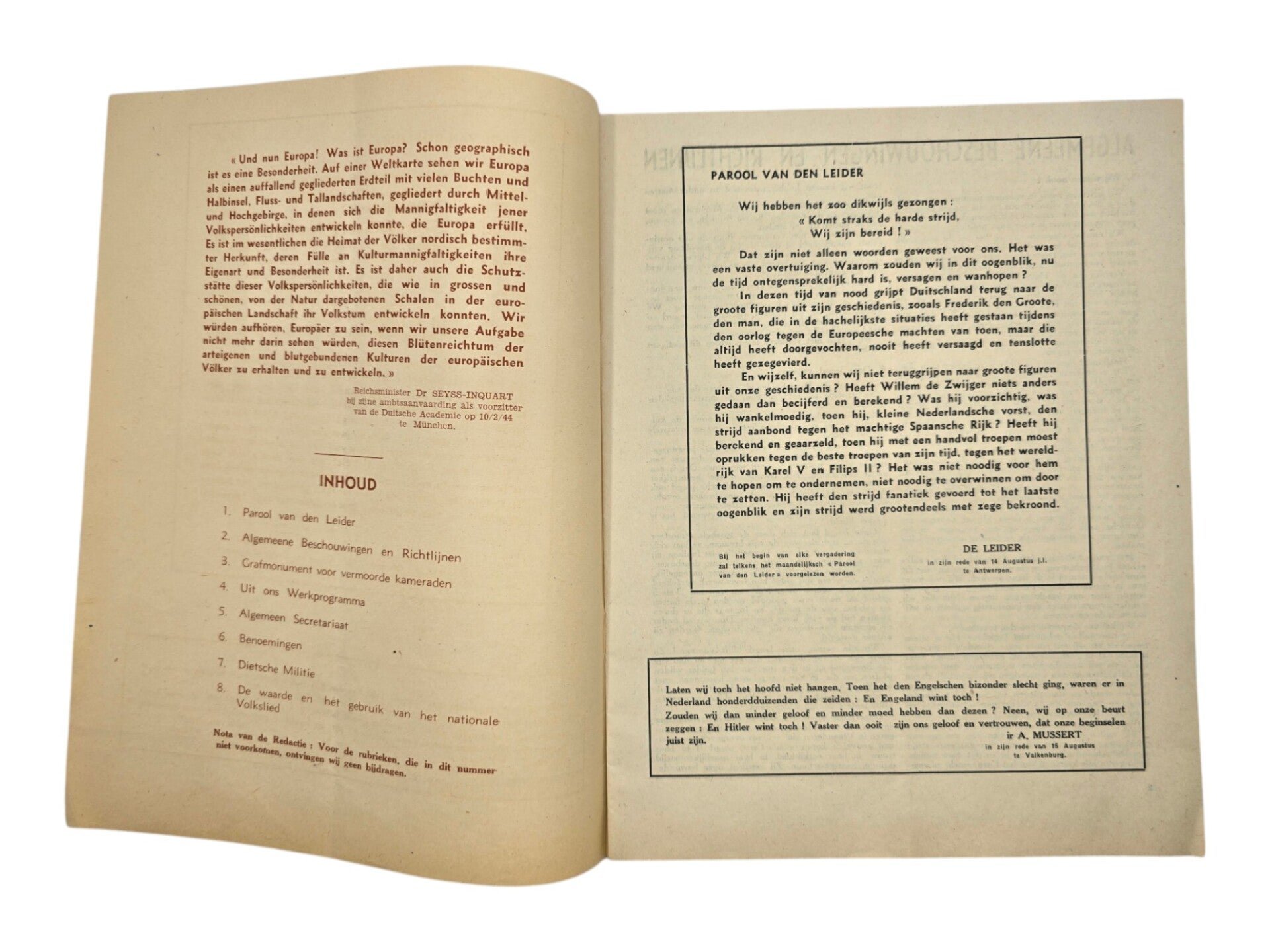 Original WW2 Belgian Collaboration VNV Magazine - Leiding, Orgaan voor het kader van het VNV, September (1944) — image 2