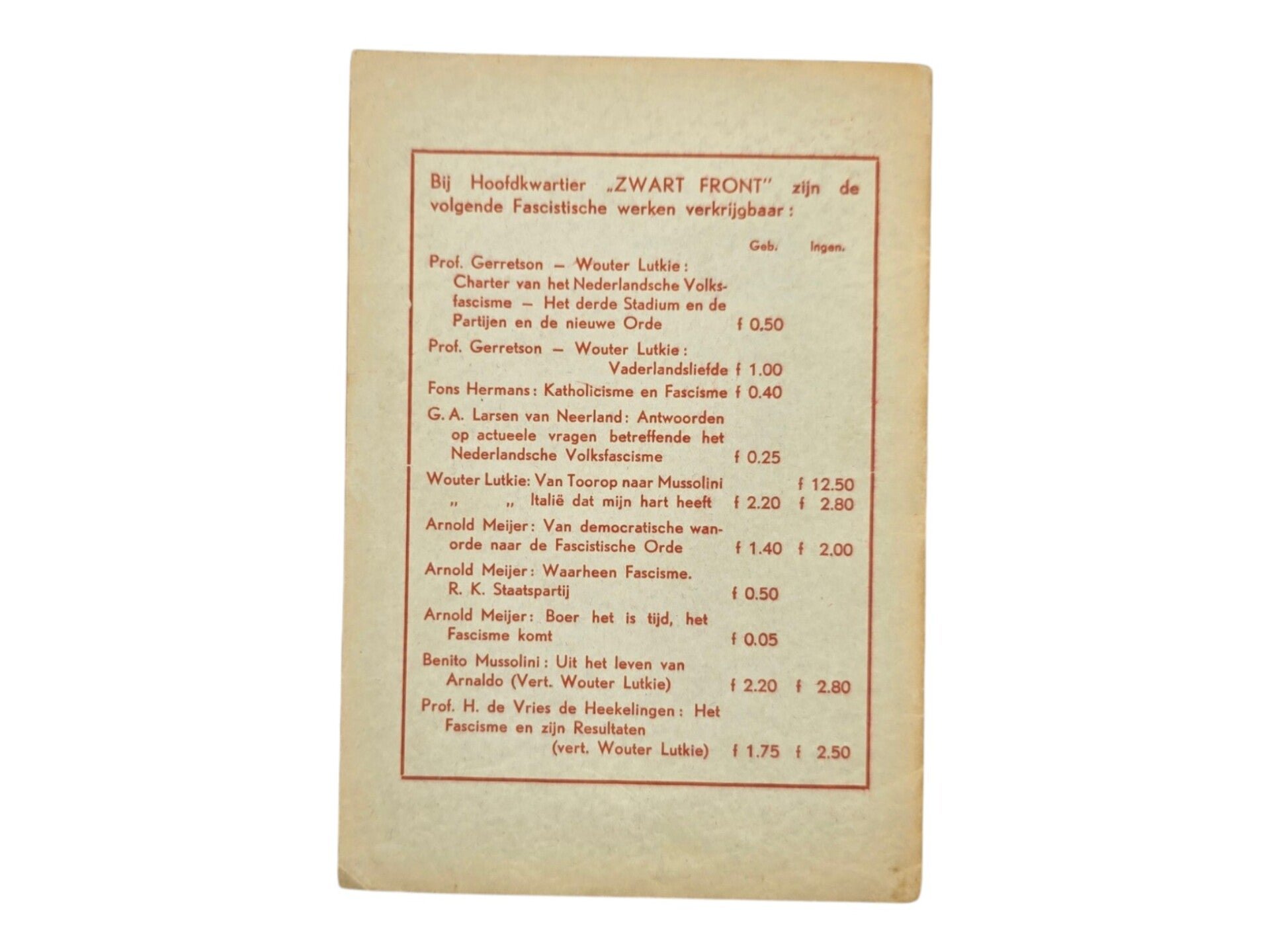 Original WW2 Dutch Antisemitic Collaboration Brochure - Het Nederlandsch Volksfascisme en de Joden, Arnold Meijer, Zwart Front (1935) — image 5