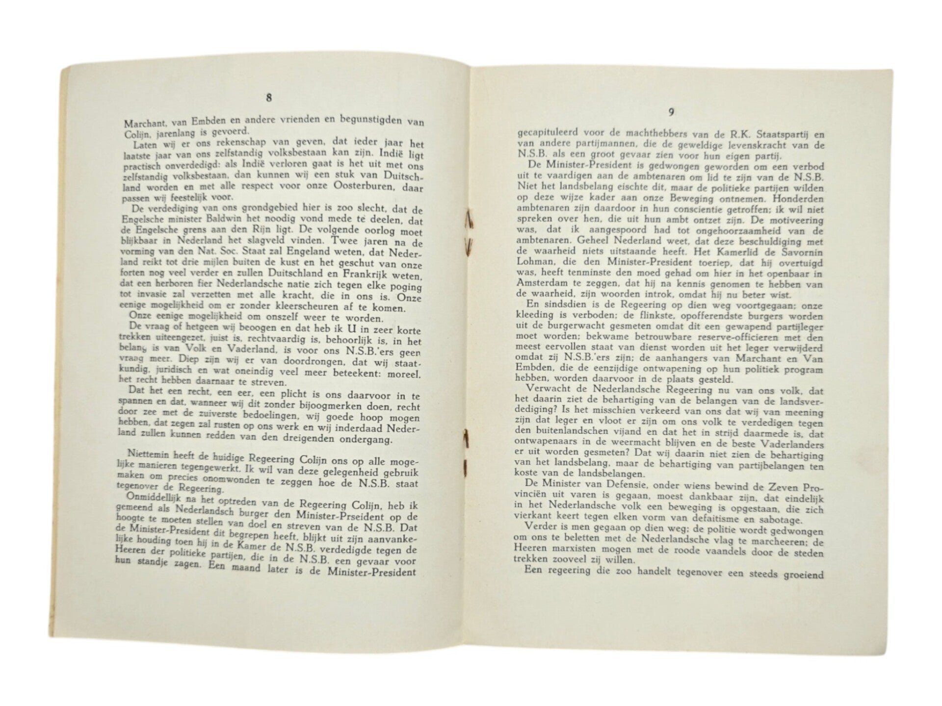 Original WW2 Dutch Collaboration NSB Brochure - Mussert spreekt, rede te Amsterdam op 21 september (1934) — image 3