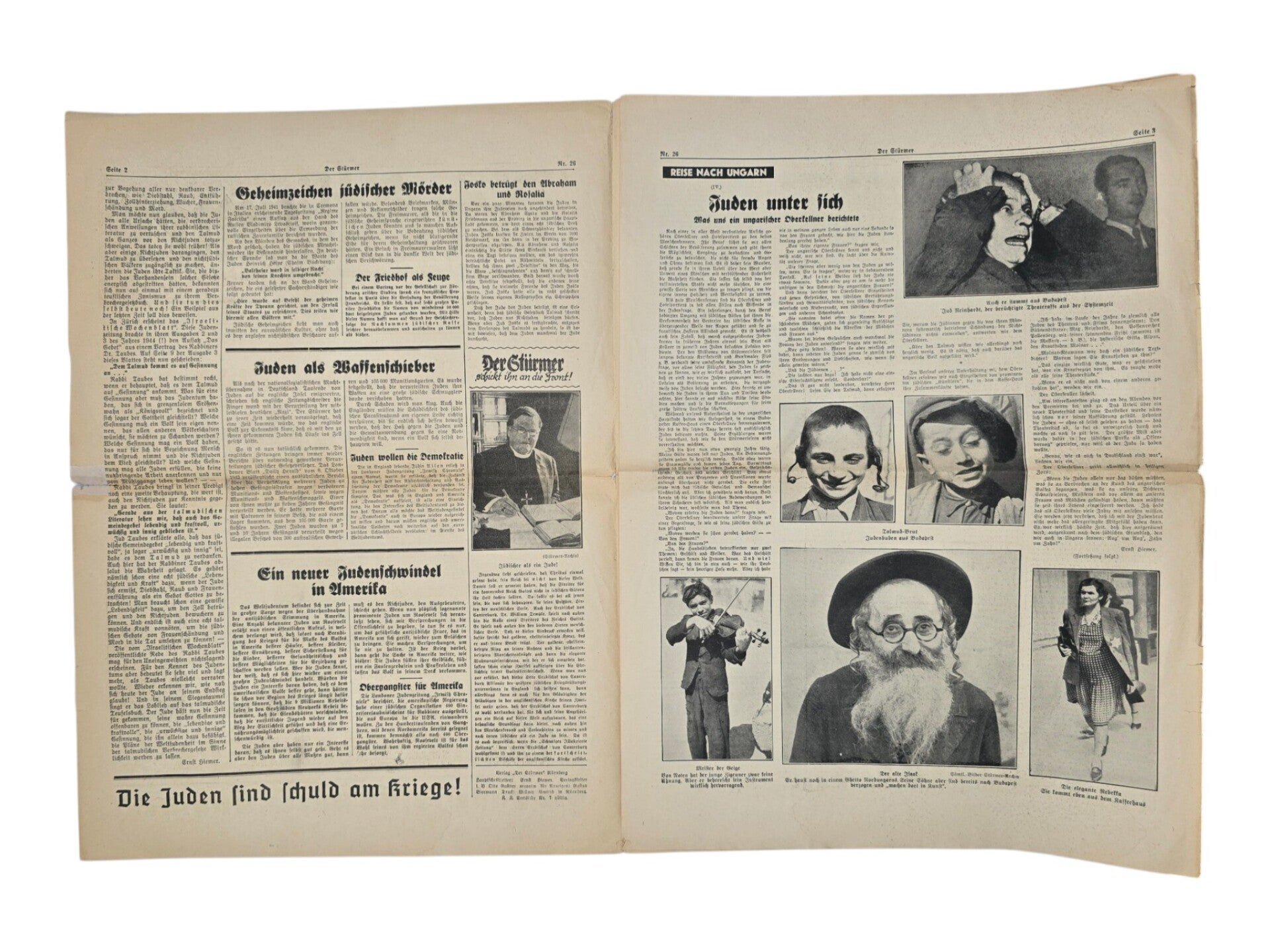 Original German Antisemitic Newspaper - Der Stürmer, Julius Streicher, 22th year No. 26 (1944) — image 2