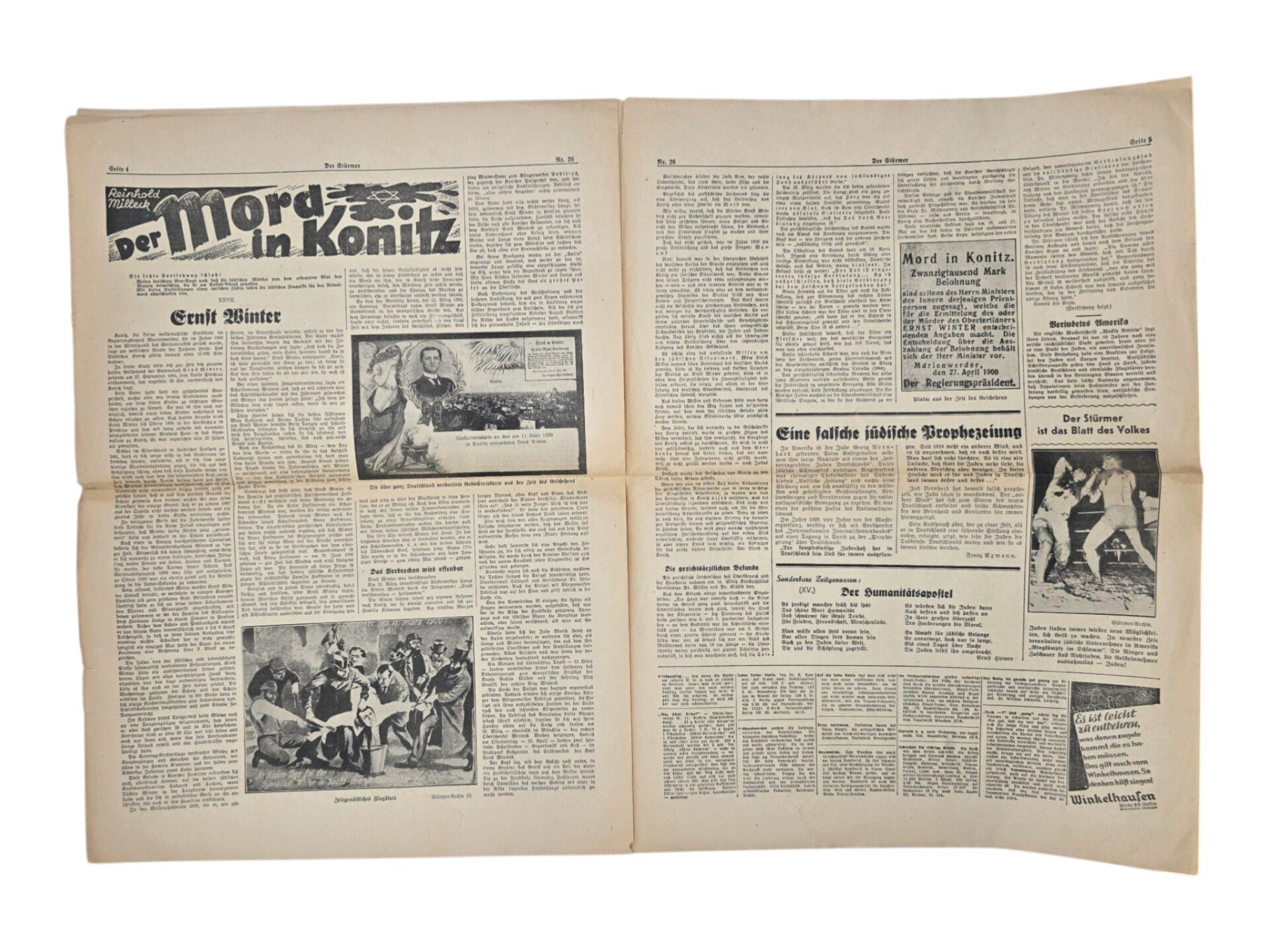 Original German Antisemitic Newspaper - Der Stürmer, Julius Streicher, 22th year No. 26 (1944) — image 3