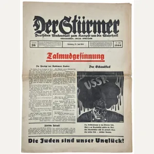 Original German Antisemitic Newspaper - Der Stürmer, Julius Streicher, 22th …