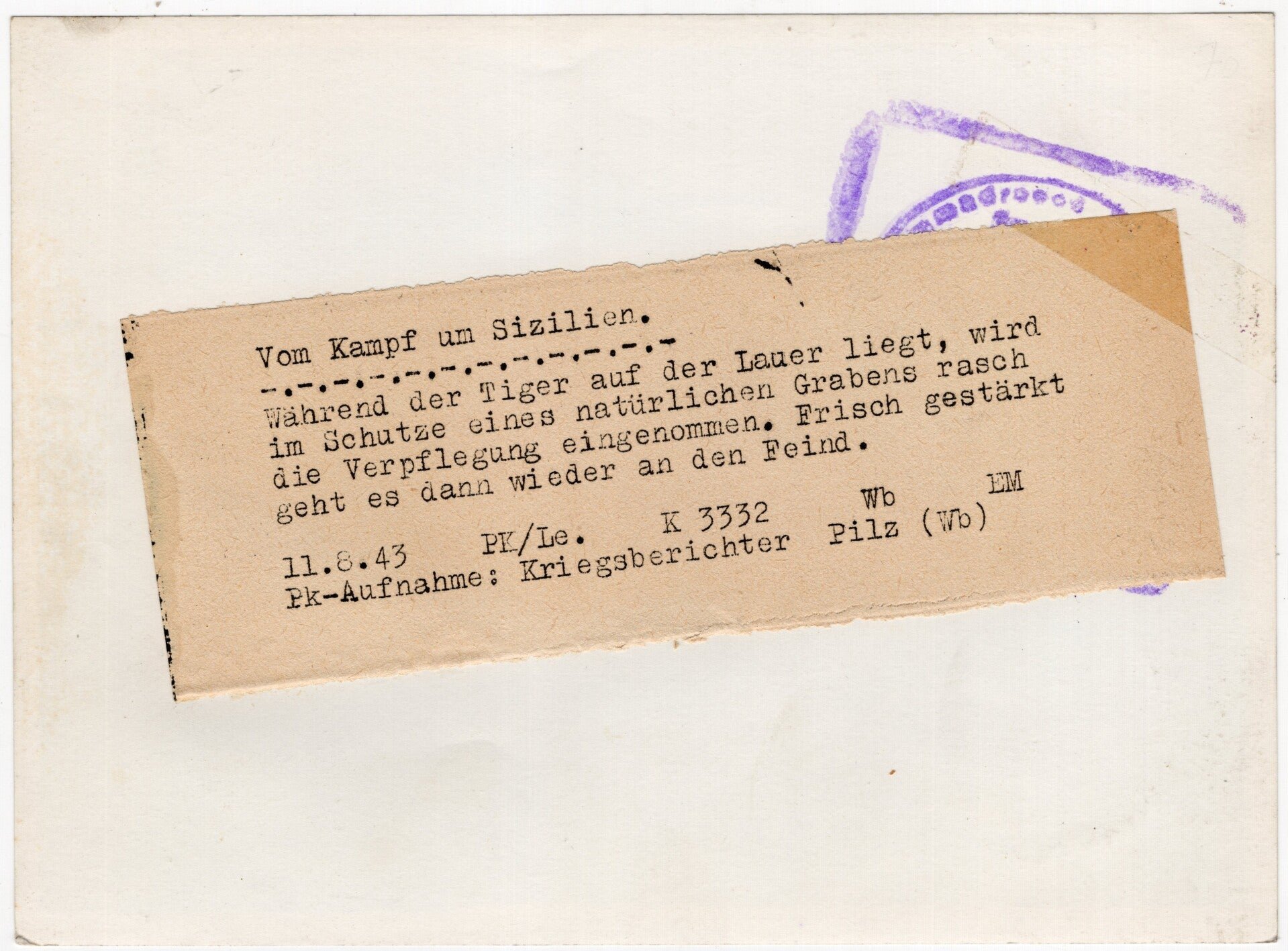 Original WW2 German Press Photo - German Panzer Tank Sturmhaubitze in Sicily, Italy (1943) — image 2