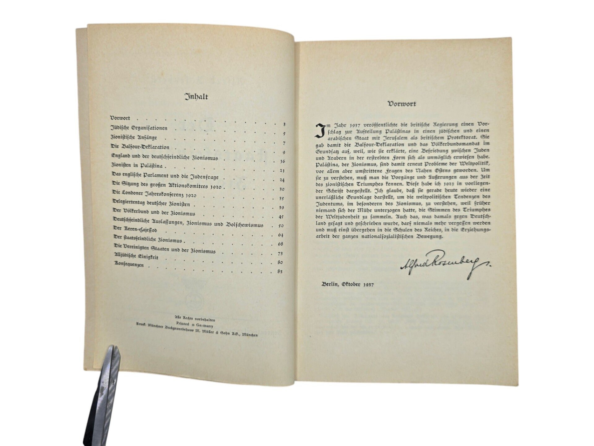 Original WW2 German Antisemitic Brochure - Der Staatsfeindliche Zionismus, Alfred Rosenberg (1938) — image 3