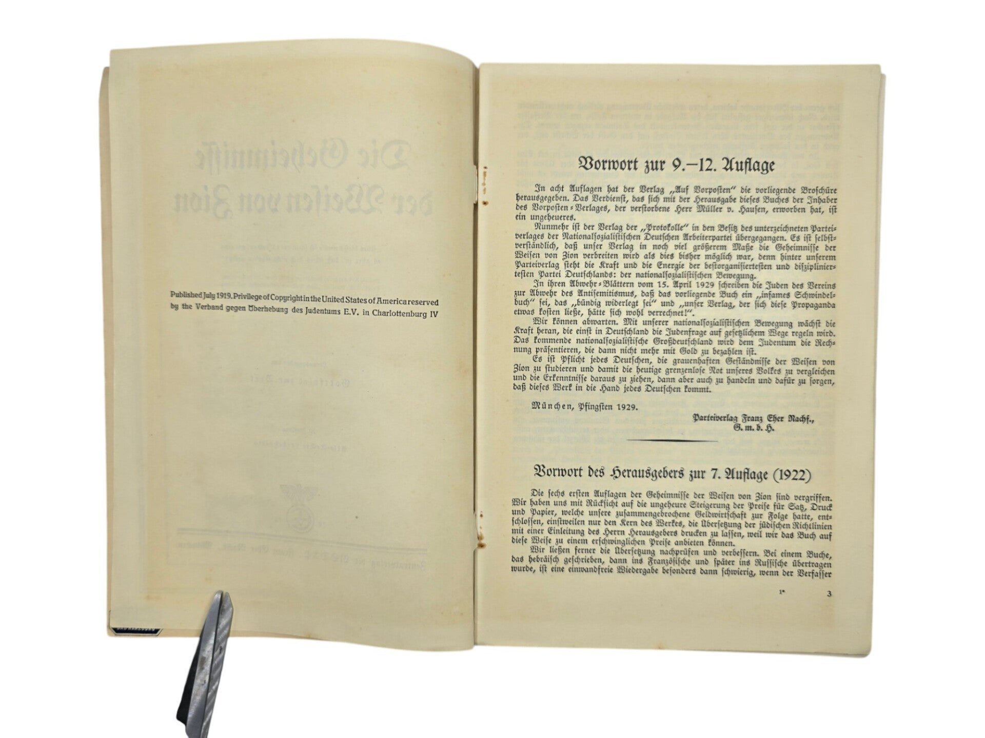 Original WW2 German Antisemitic Brochure - Die Geheimnisse der Weisen von Zion, Gottfried zur Beek with rare add-on (1935) — image 4