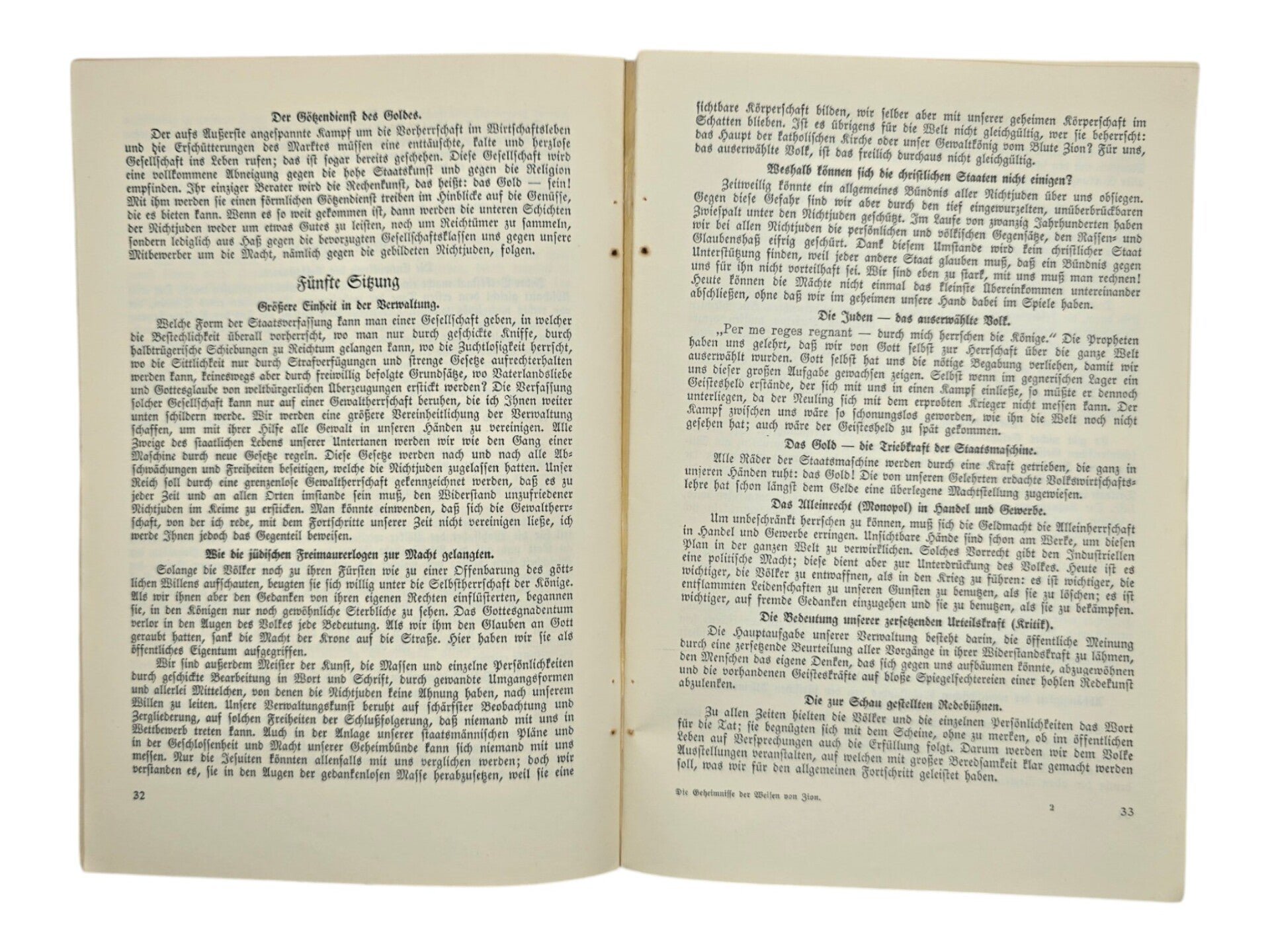 Original WW2 German Antisemitic Brochure - Die Geheimnisse der Weisen von Zion, Gottfried zur Beek with rare add-on (1935) — image 5