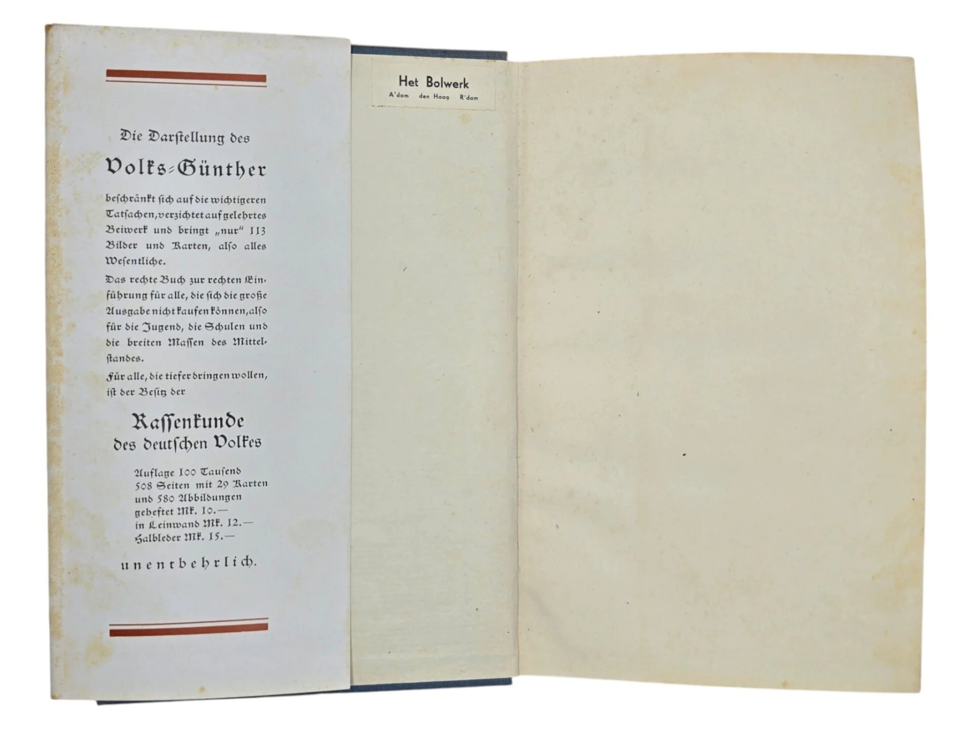 Original WW2 German Brochure - Kleine Rassenkunde des Deutschen Volkes, Hans F. K. Günther (1940) — image 3