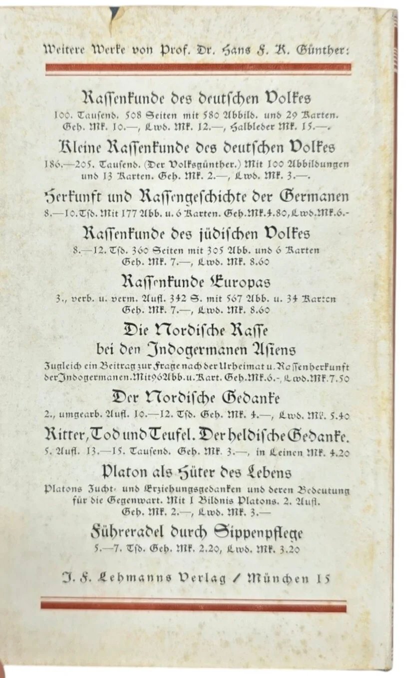 Original WW2 German Brochure - Kleine Rassenkunde des Deutschen Volkes, Hans F. K. Günther (1940) — image 7