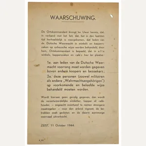 Original WW2 Dutch Document - Warning to help German soldiers …