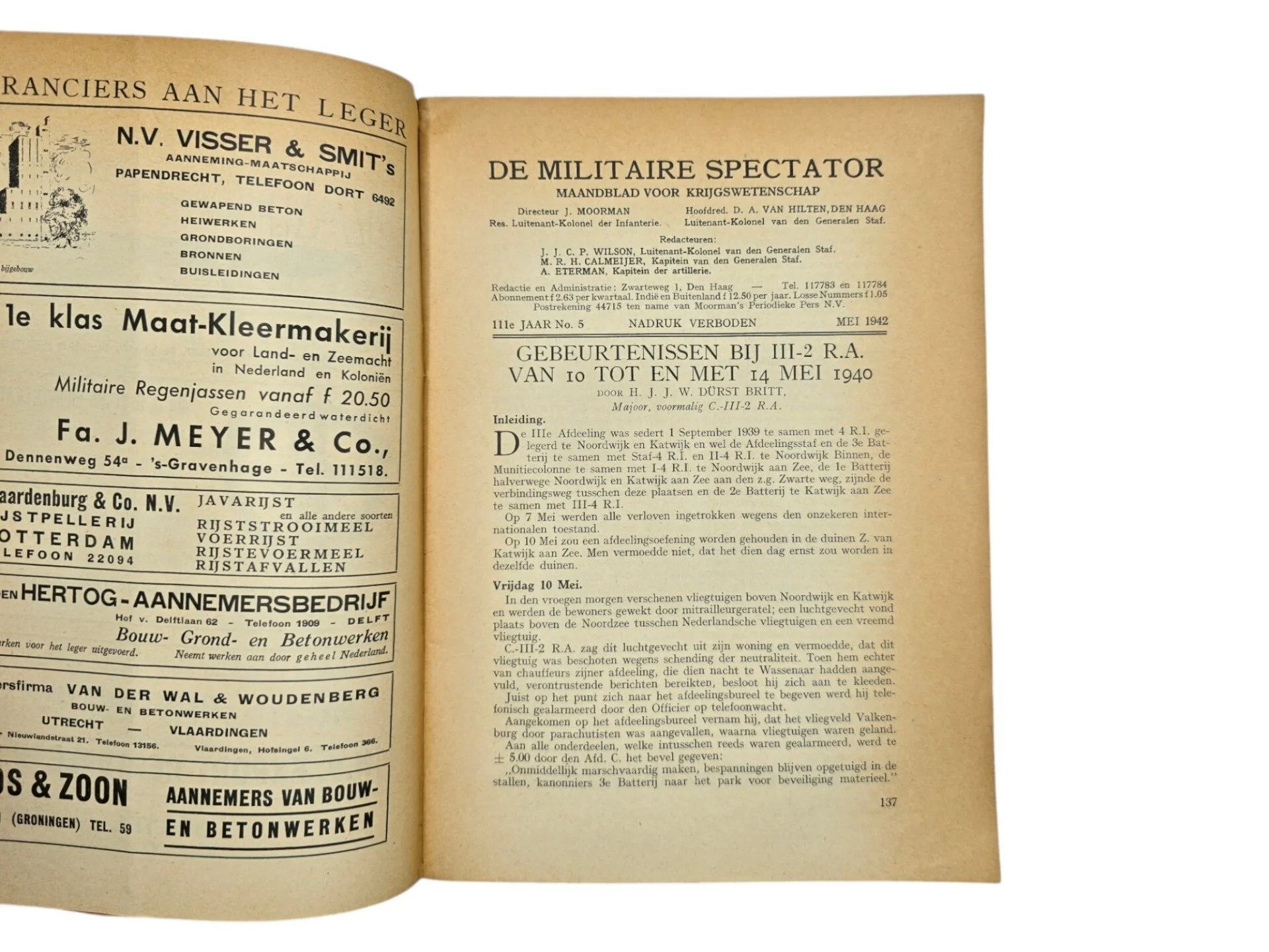 Original WW2 Dutch Brochure - De Militaire Spectator 111th Year No. 5 III-2 Regiment Infanterie, Mei (1942) — image 3