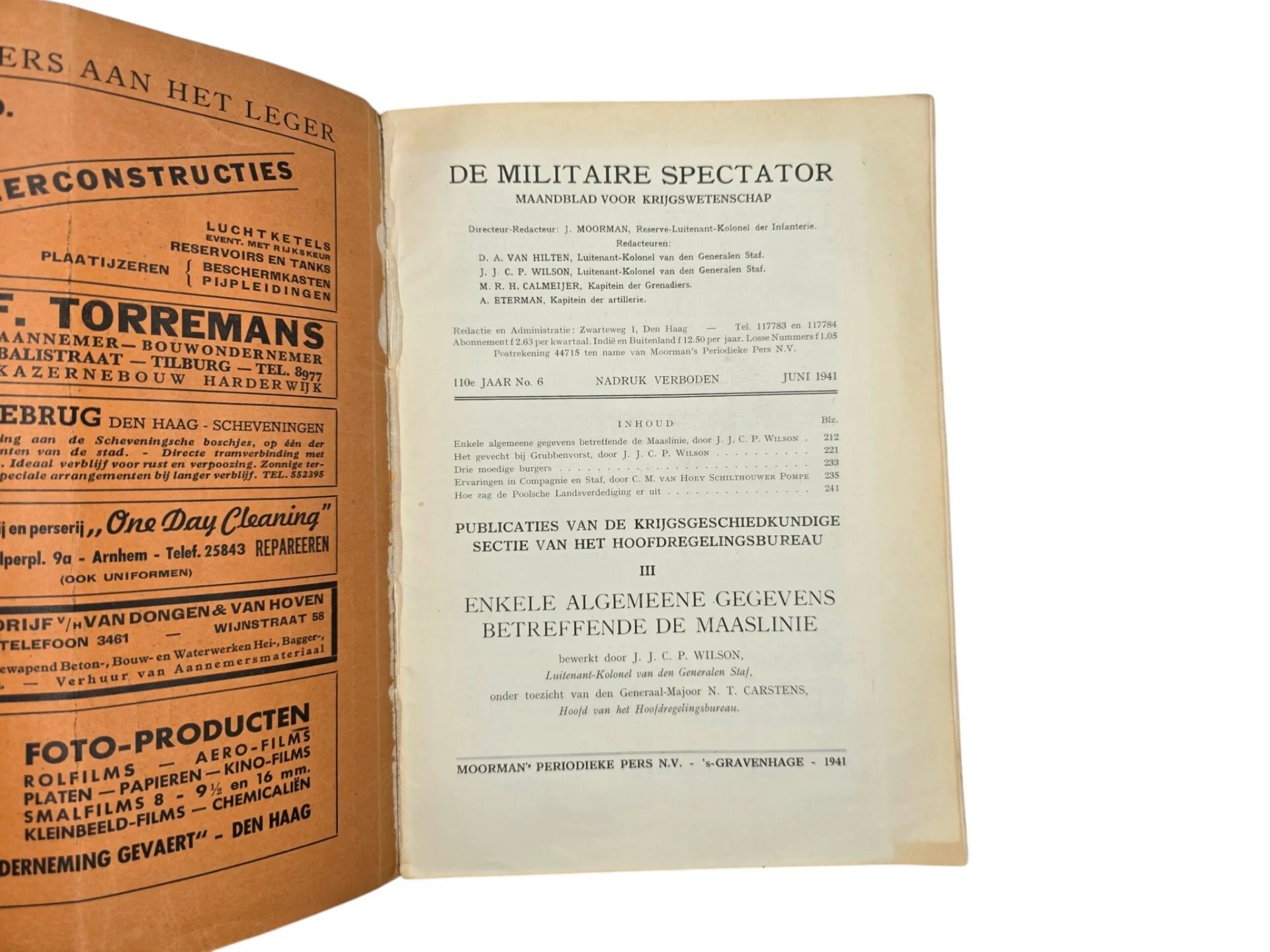 Original WW2 Dutch Brochure - De Militaire Spectator 110th Year No. 6 Maaslinie, Juni (1941) — image 2