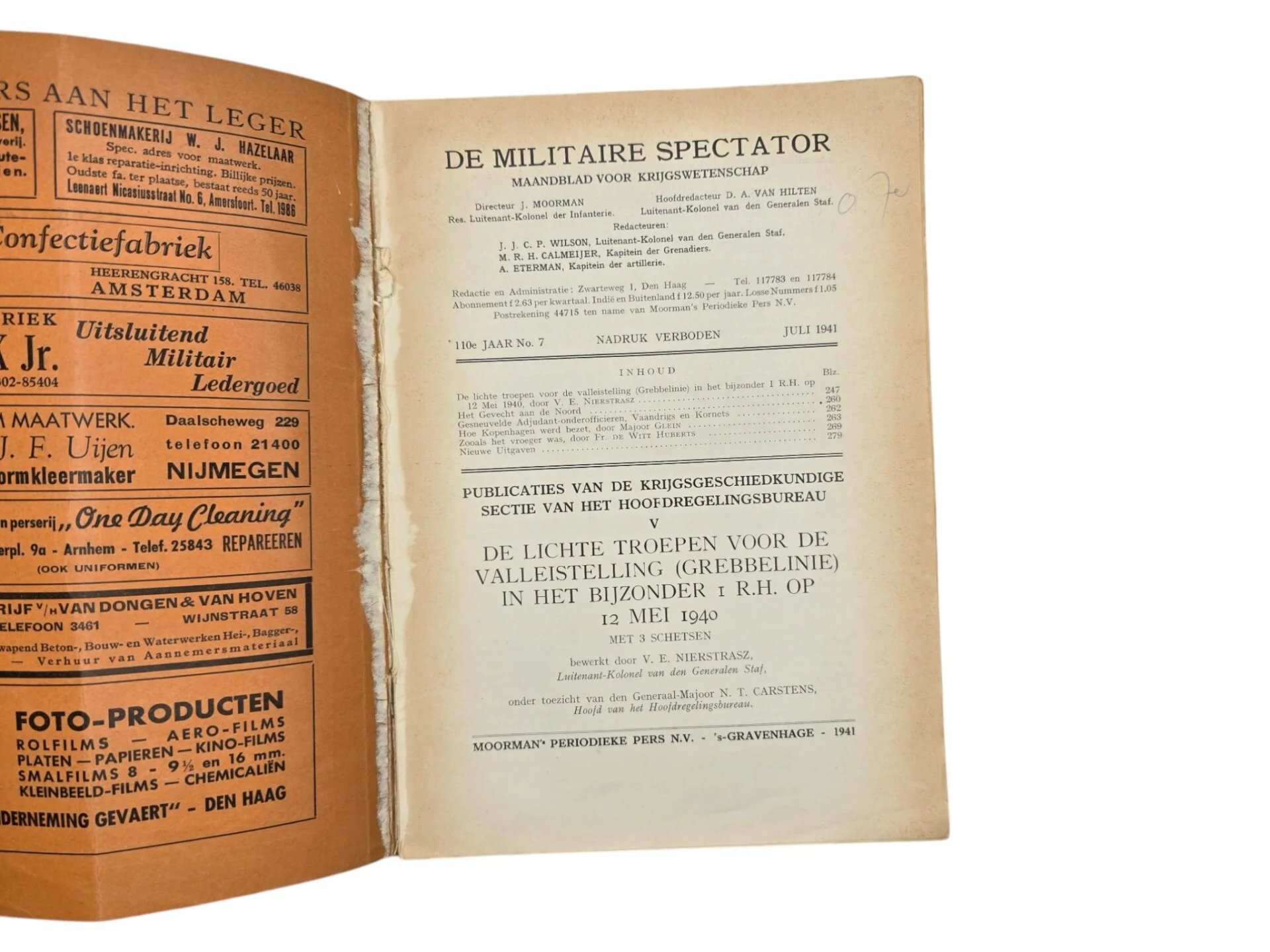 Original WW2 Dutch Brochure - De Militaire Spectator 110th Year No. 7, Grebbelinie, Juli (1941) — image 2