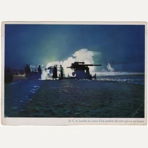 Original WW2 German Postcard - ''DCA lourde au cours''
