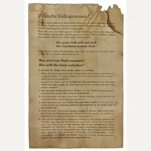 Original WW2 German Document - G/0173 Deutsche Volksgenossen!